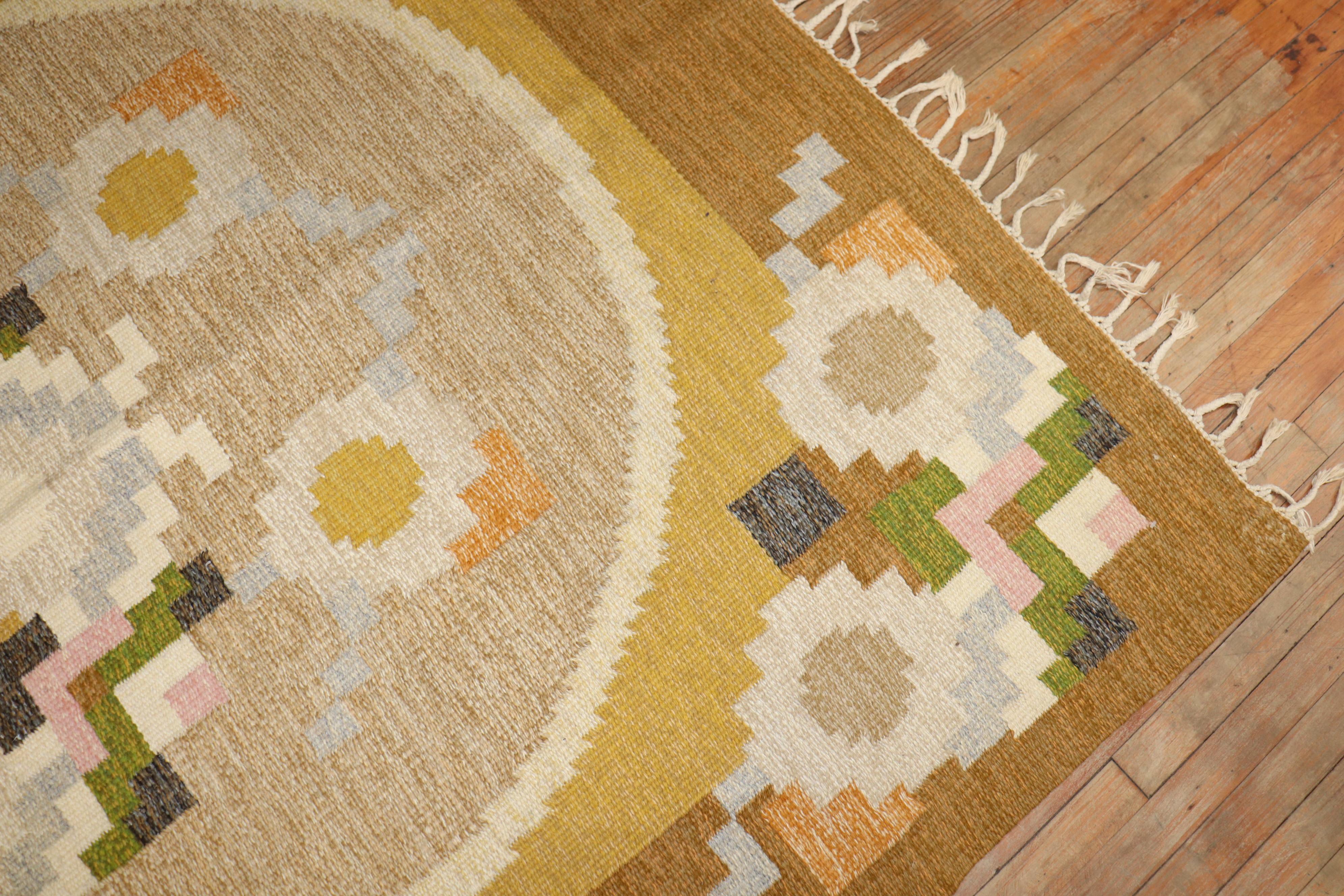 Hand-Knotted Vintage Swedish Kilim