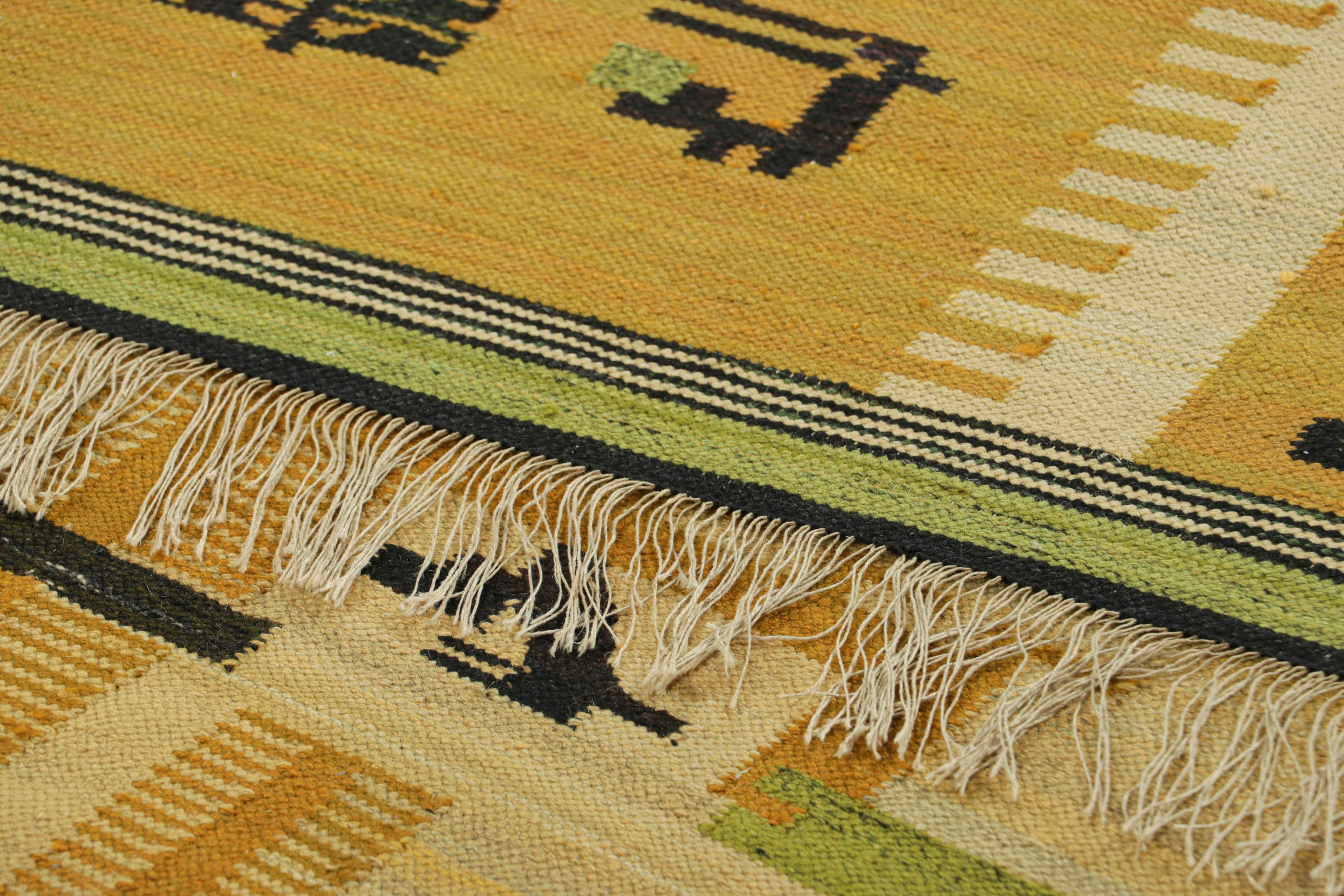 Mid-20th Century Vintage Scandinavian Kilim with Geometric Patterns  Rug and Kilim For Sale