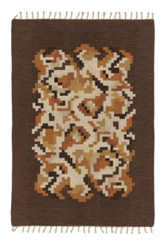 Vintage Swedish Kilim "Korall Brun" by Erik Lundberg Earthy Hues - Rug & Kilim