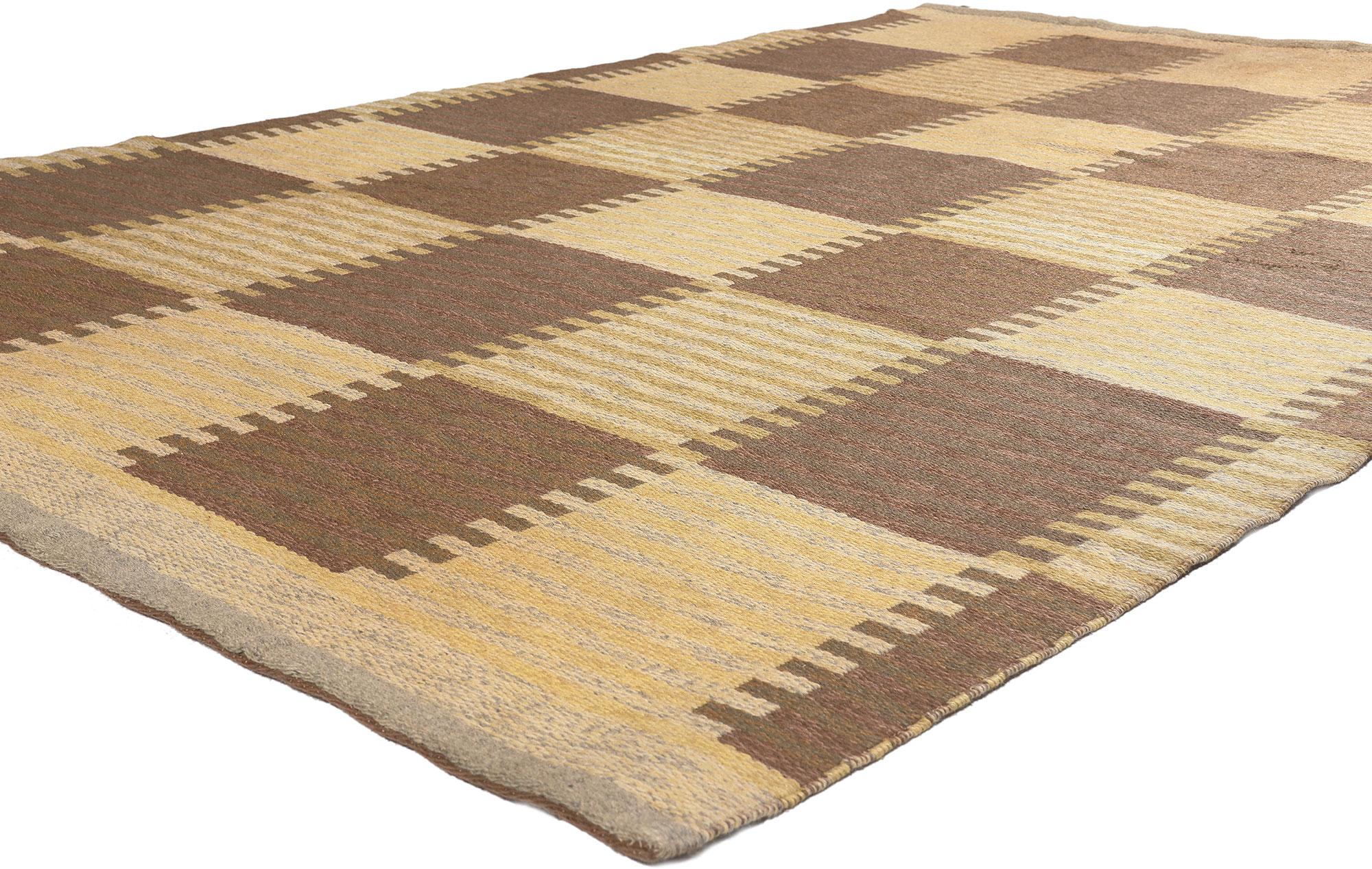 Scandinavian Modern Vintage Swedish Kilim Rollakan Rug by Carl Malmsten, Capellagården For Sale