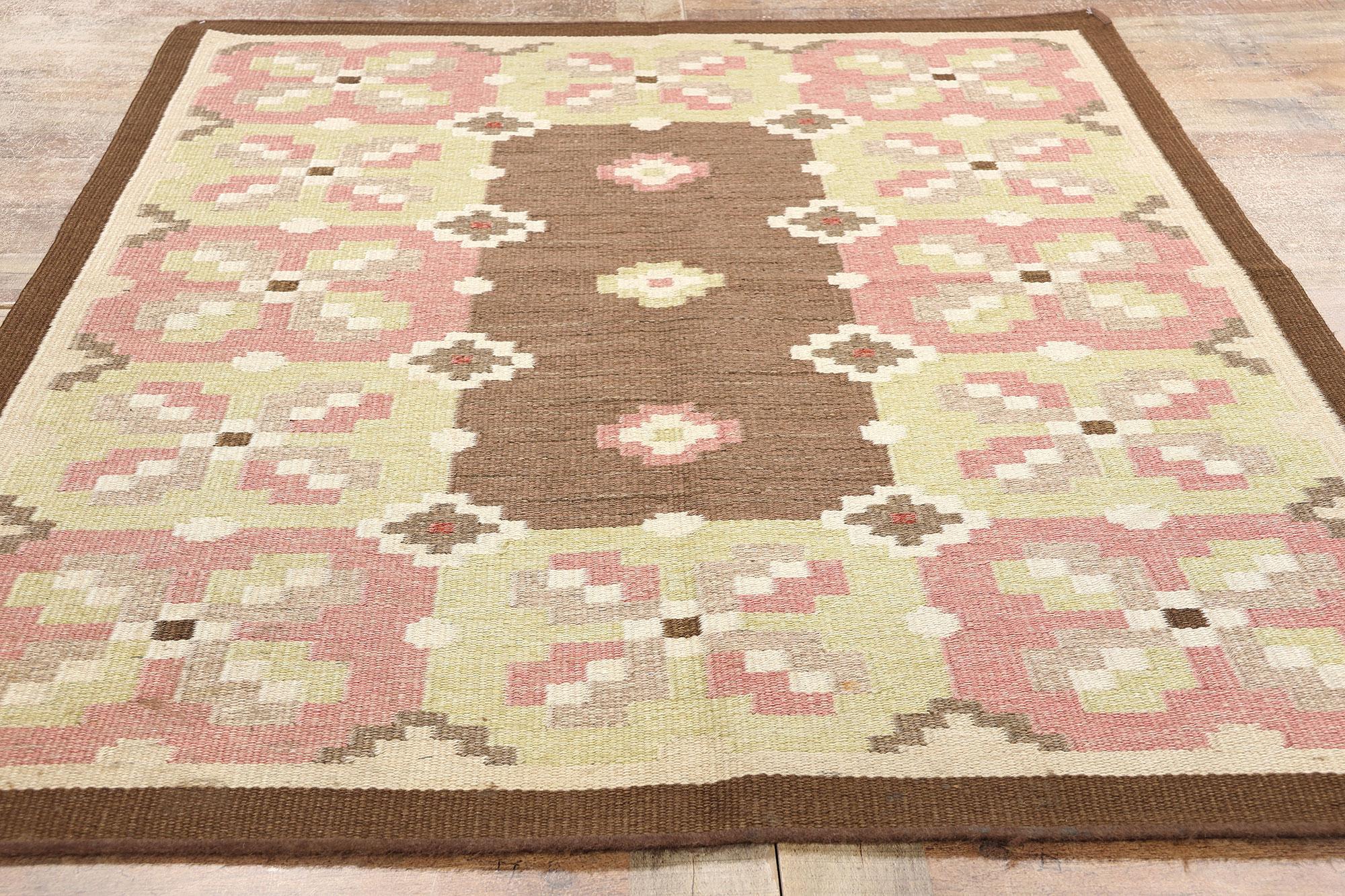 Wool Vintage Swedish Rollakan Rug by Erik Lundberg for Vavaregarden  For Sale