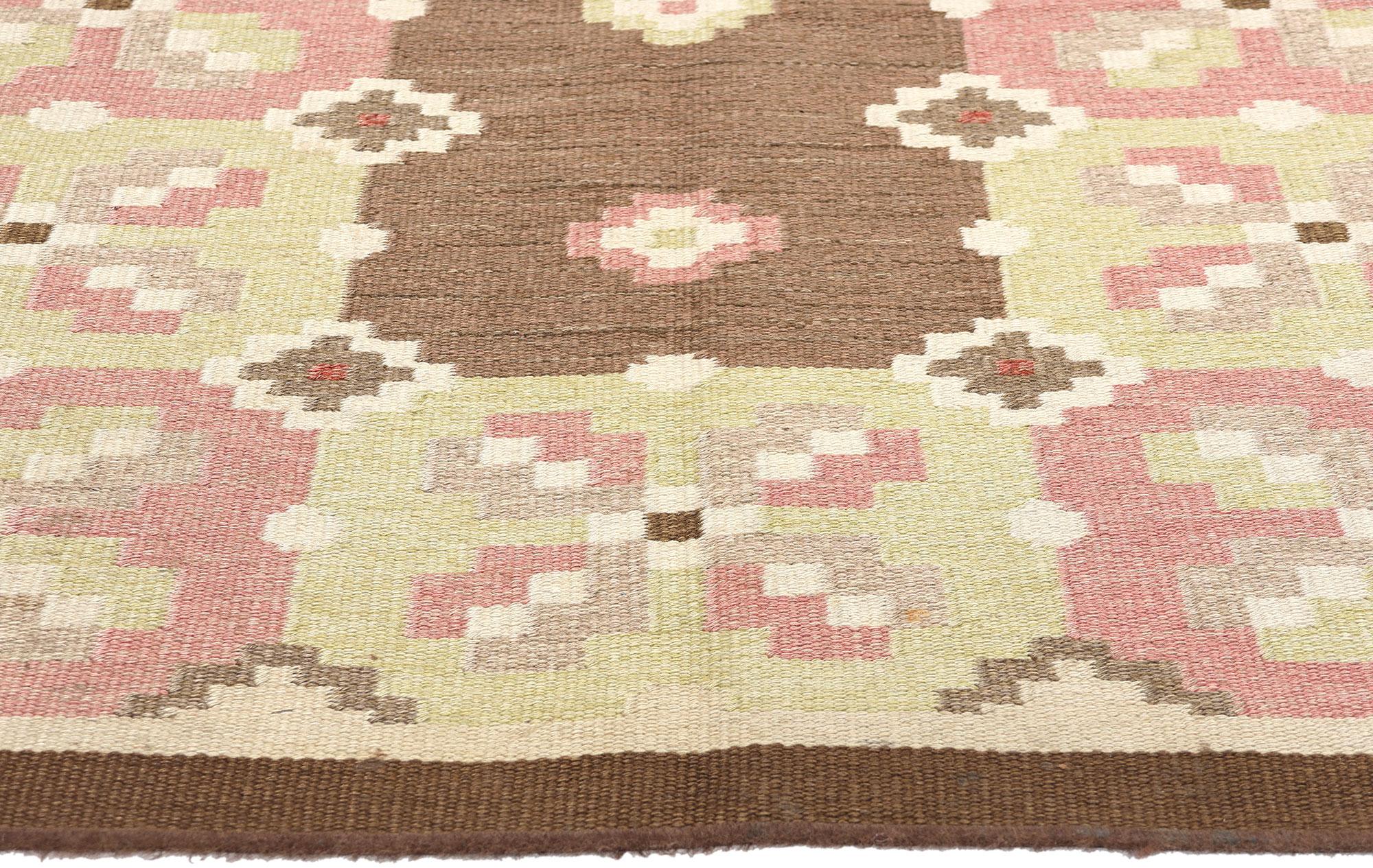 Schwedischer Rollakan-Teppich im Vintage-Stil von Erik Lundberg für Vavaregarden  (Handgewebt) im Angebot