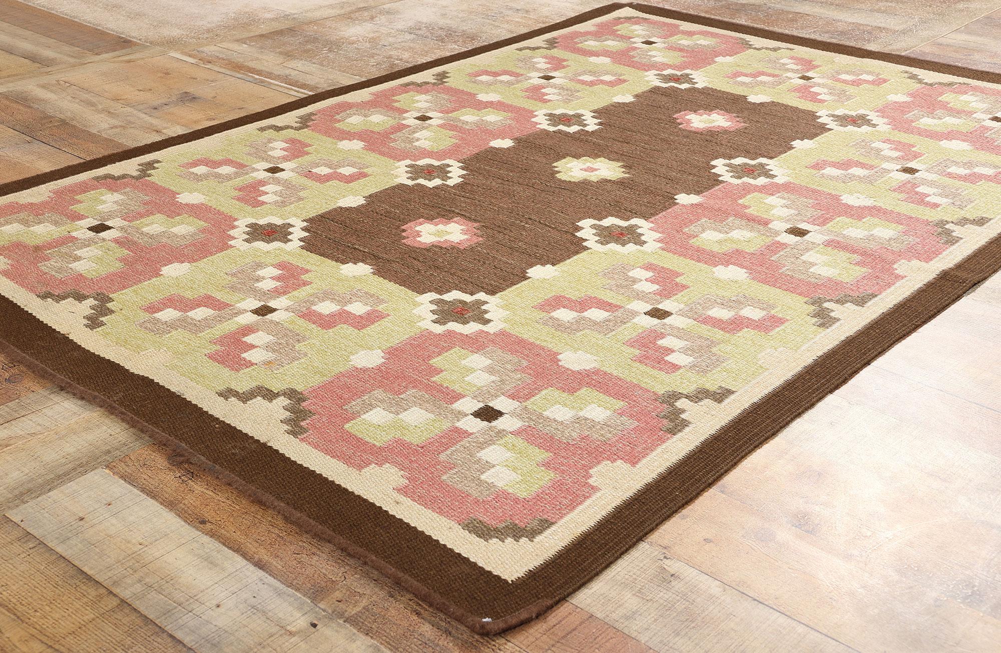 Schwedischer Rollakan-Teppich im Vintage-Stil von Erik Lundberg für Vavaregarden  (Wolle) im Angebot