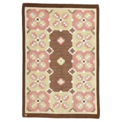 Vintage Swedish Rollakan Rug by Erik Lundberg for Vavaregarden 