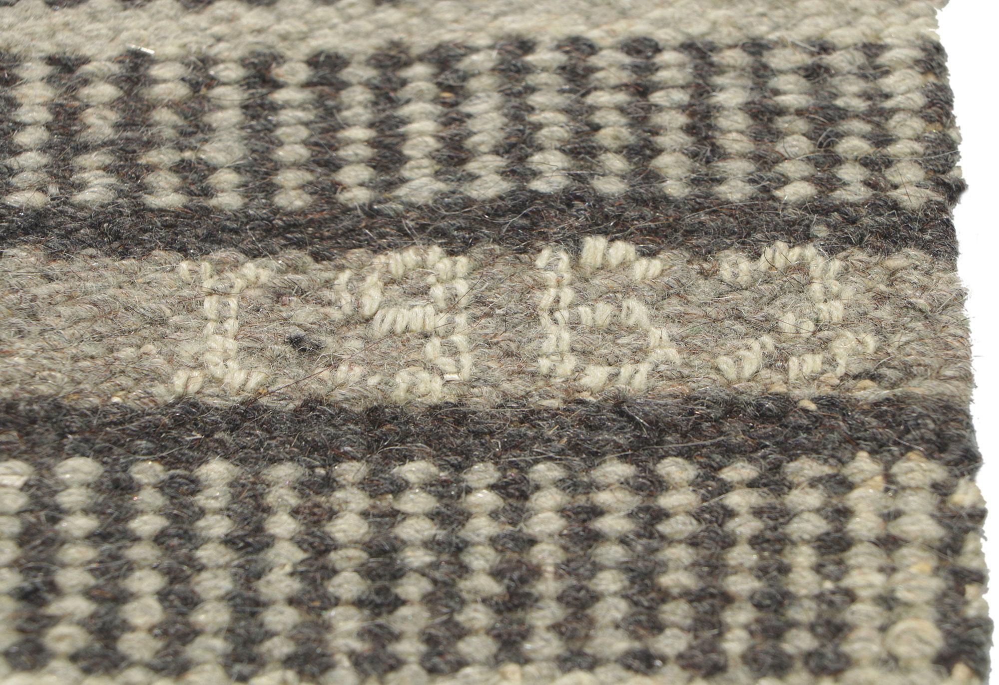 Hand-Woven Vintage Swedish Kilim Rollakan Rug, Randig Med Tvist For Sale