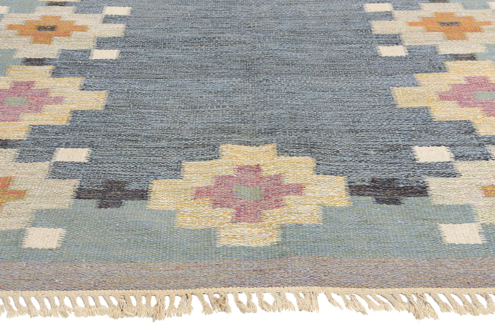 Ida Rydelius Schwedischer Rollakan-Teppich im Vintage-Stil (Handgewebt) im Angebot