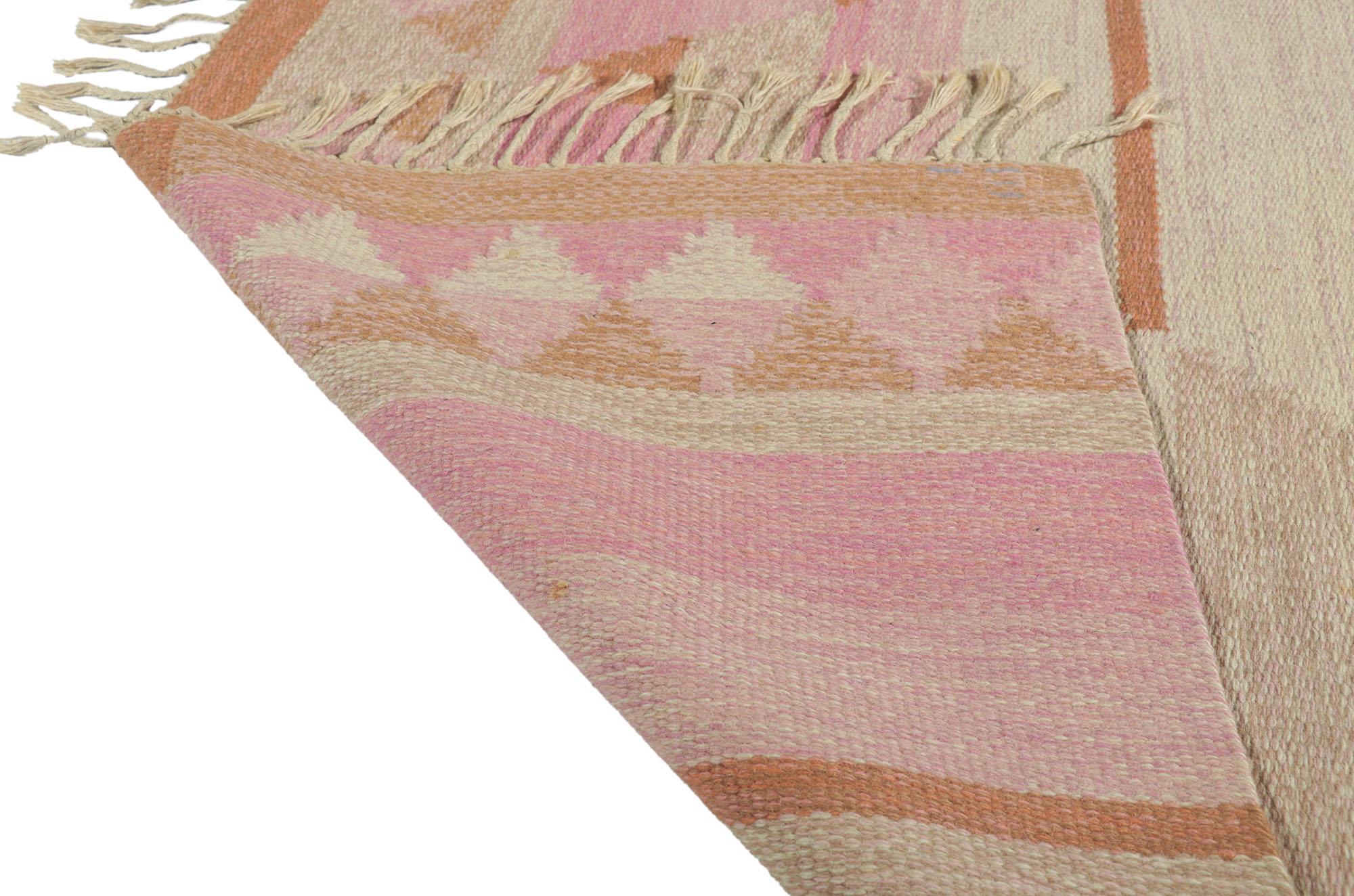 Hand-Woven Vintage Finnish Flatweave Rug, Signed ILS Ilsalestalon Mattokutomo