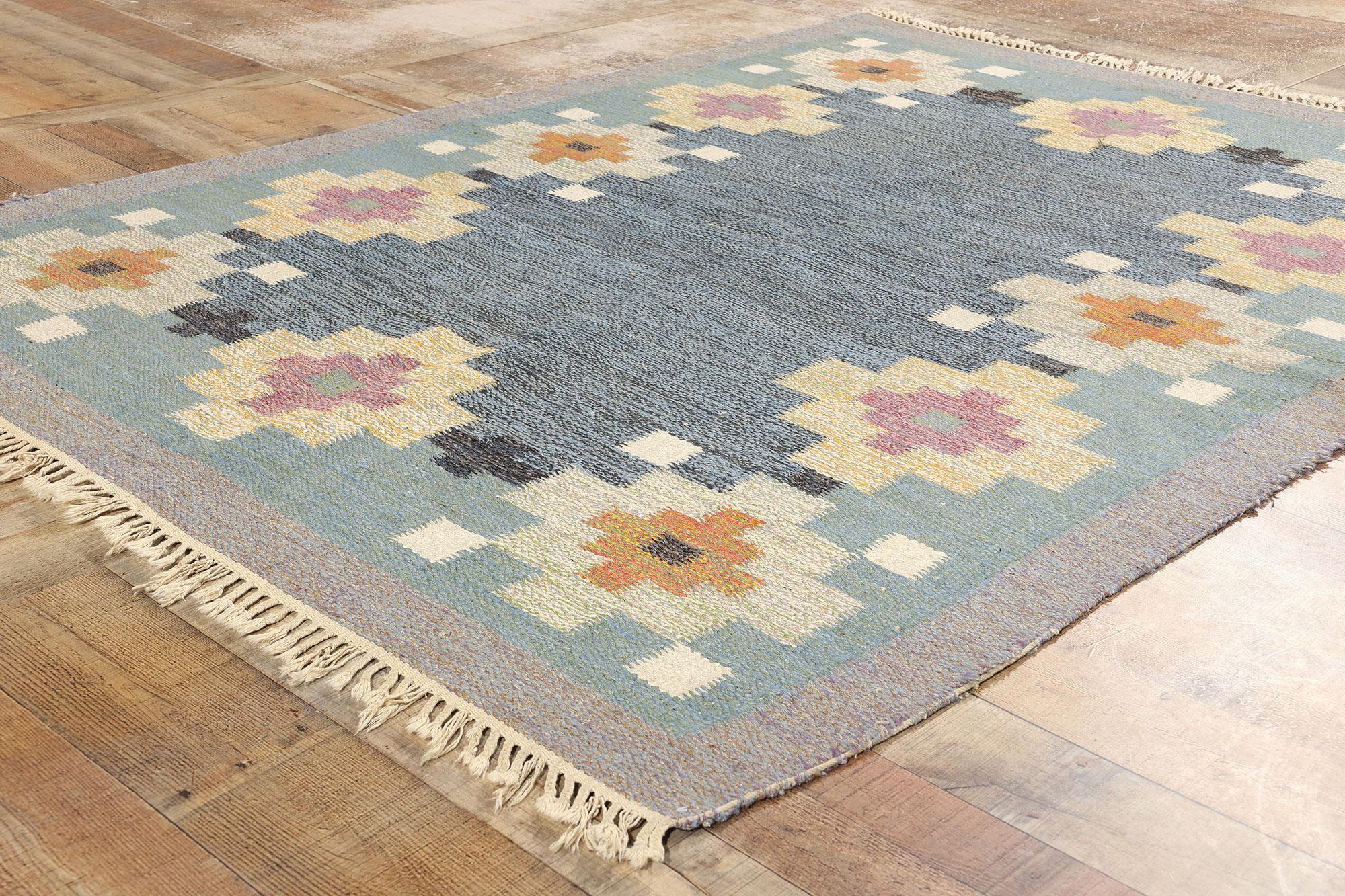 Ida Rydelius Schwedischer Rollakan-Teppich im Vintage-Stil (Wolle) im Angebot