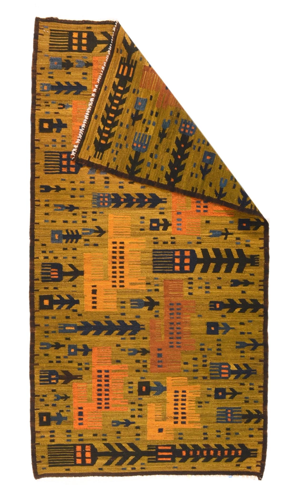 Vintage Swedish Kilim rug 3'5'' x 6'6''.