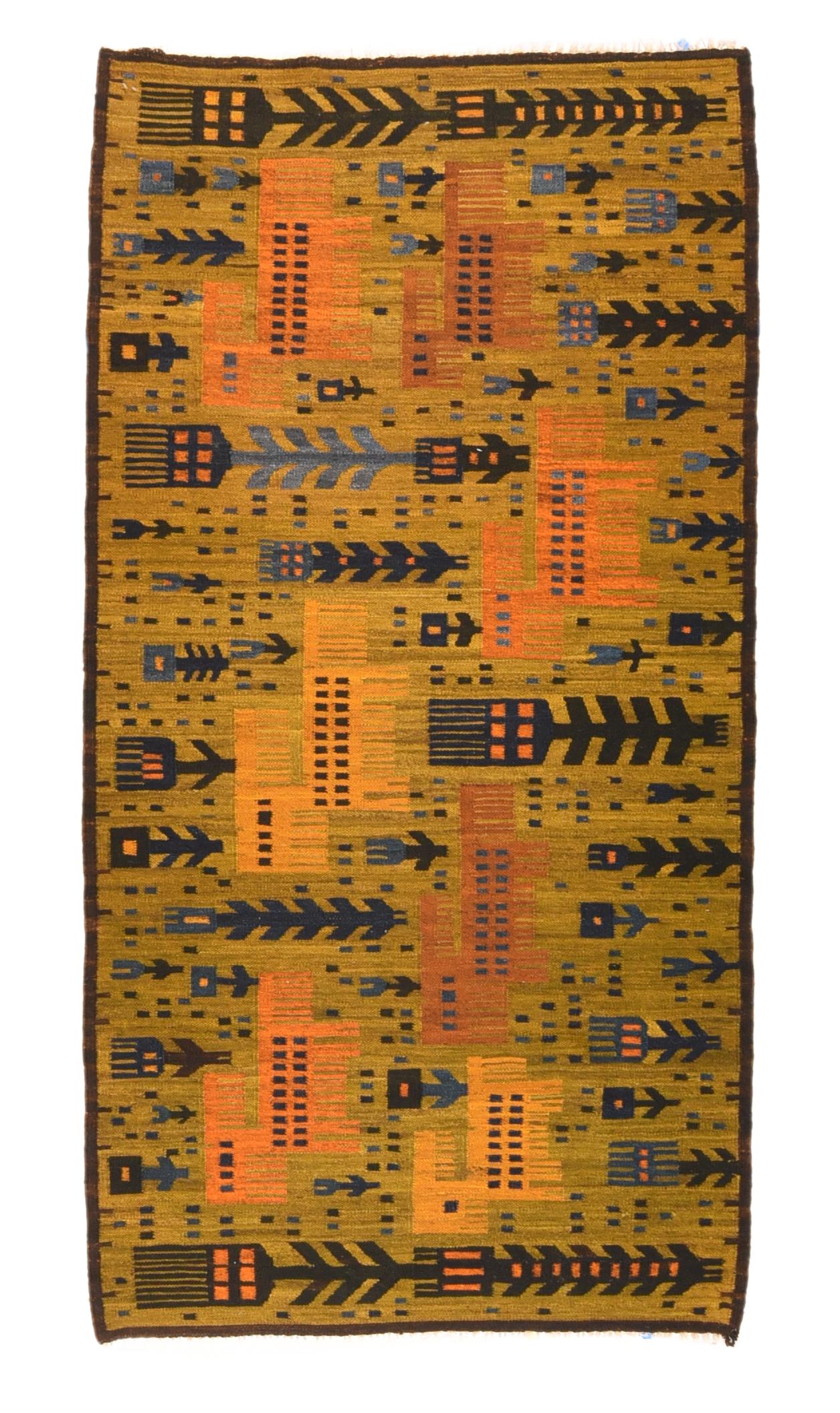 Vintage Swedish Kilim Rug In Good Condition For Sale In New York, NY