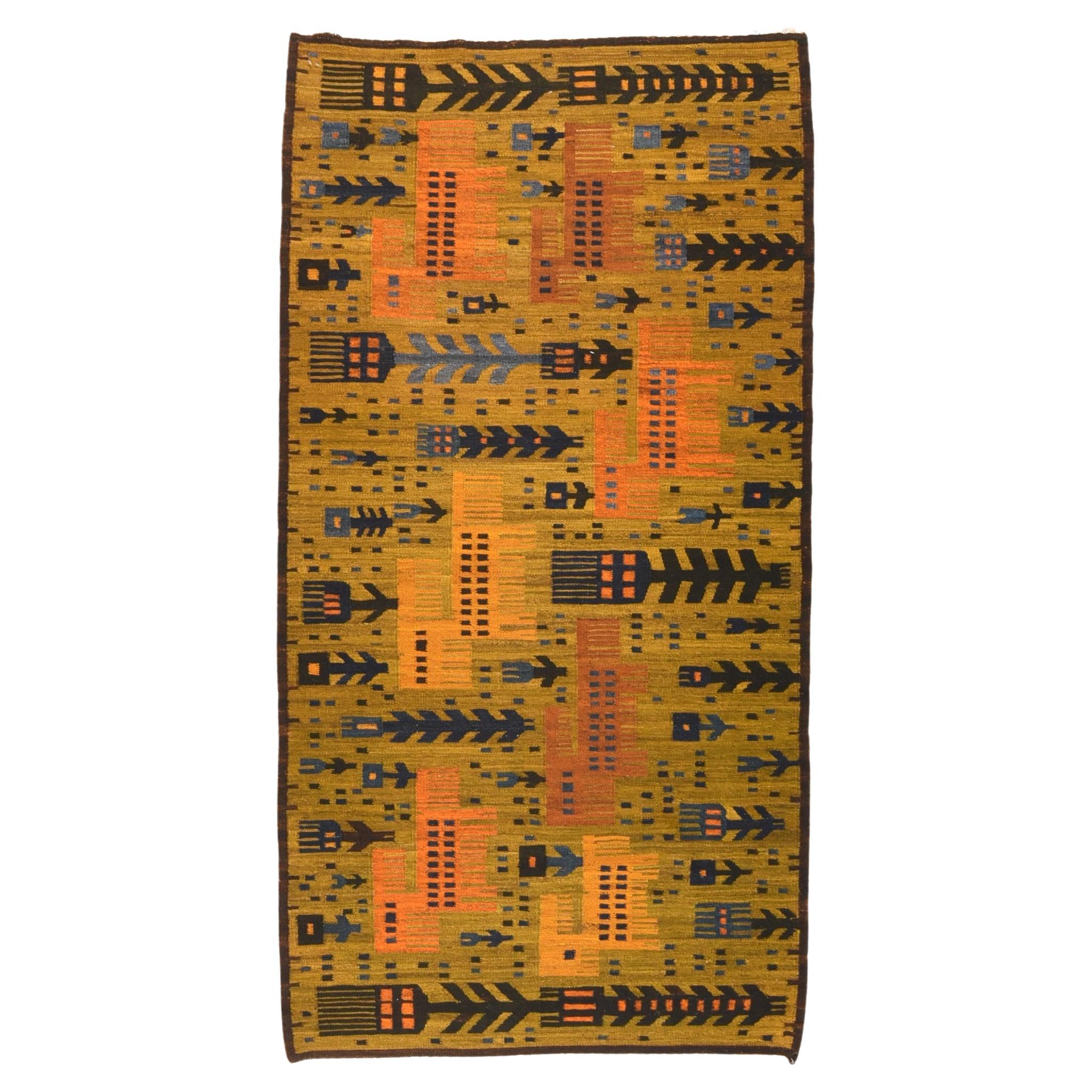 Schwedischer Kelim-Teppich im Vintage-Stil 3'5'' x 6'6''
