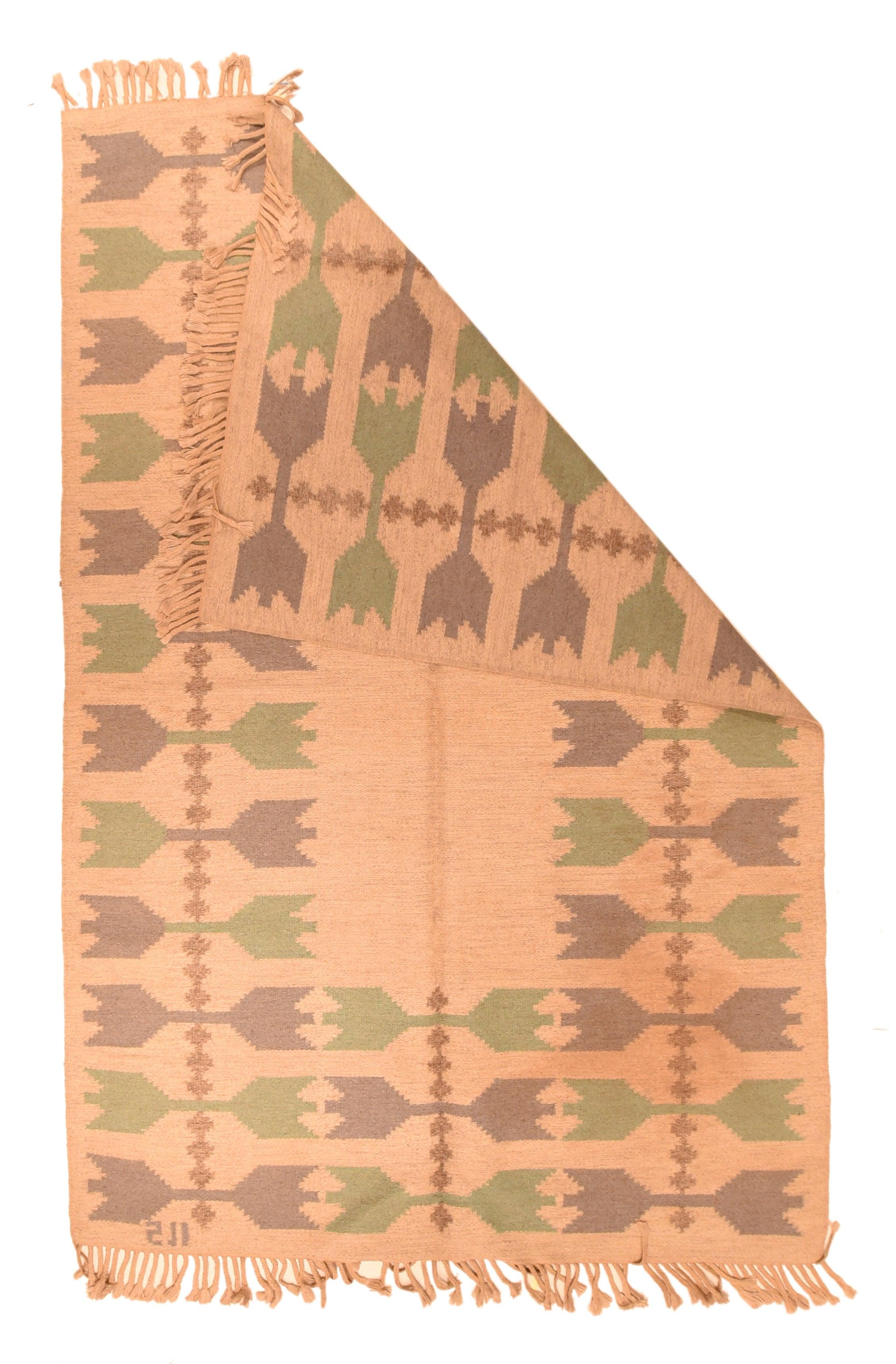 Vintage Swedish Kilim Rug 5'2'' x 8'0