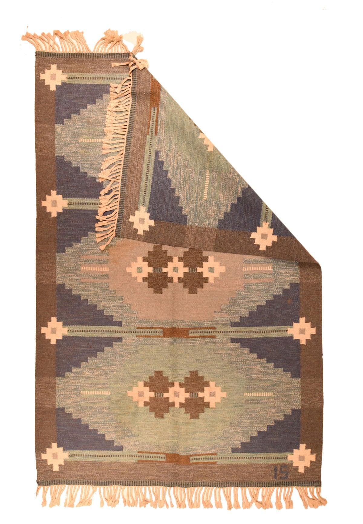 Vintage Swedish Kilim Rug 5'5'' x 8'0