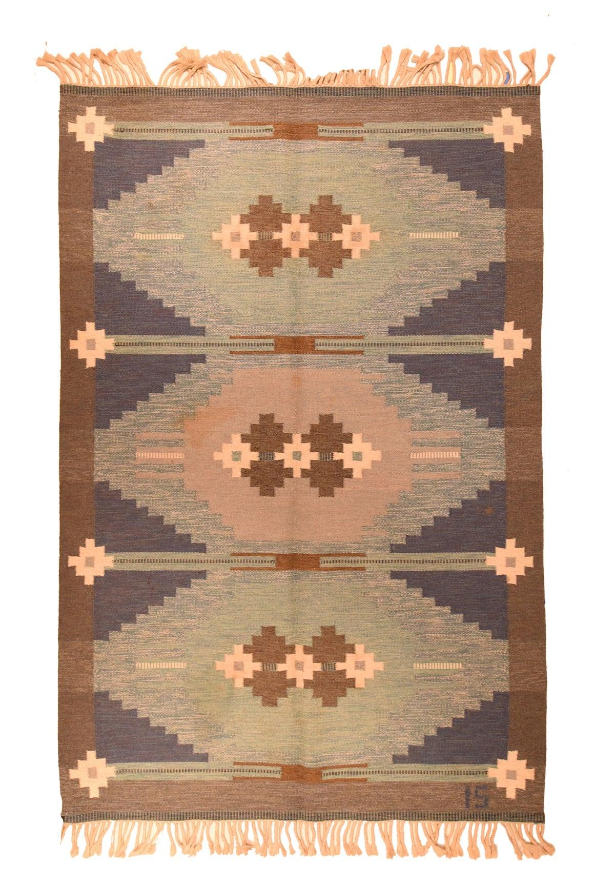 20th Century Vintage Swedish Kilim Rug 5'5'' x 8'0