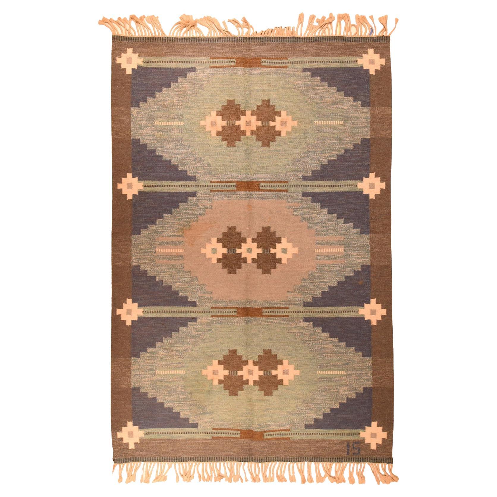 Vintage Swedish Kilim Rug 5'5'' x 8'0"