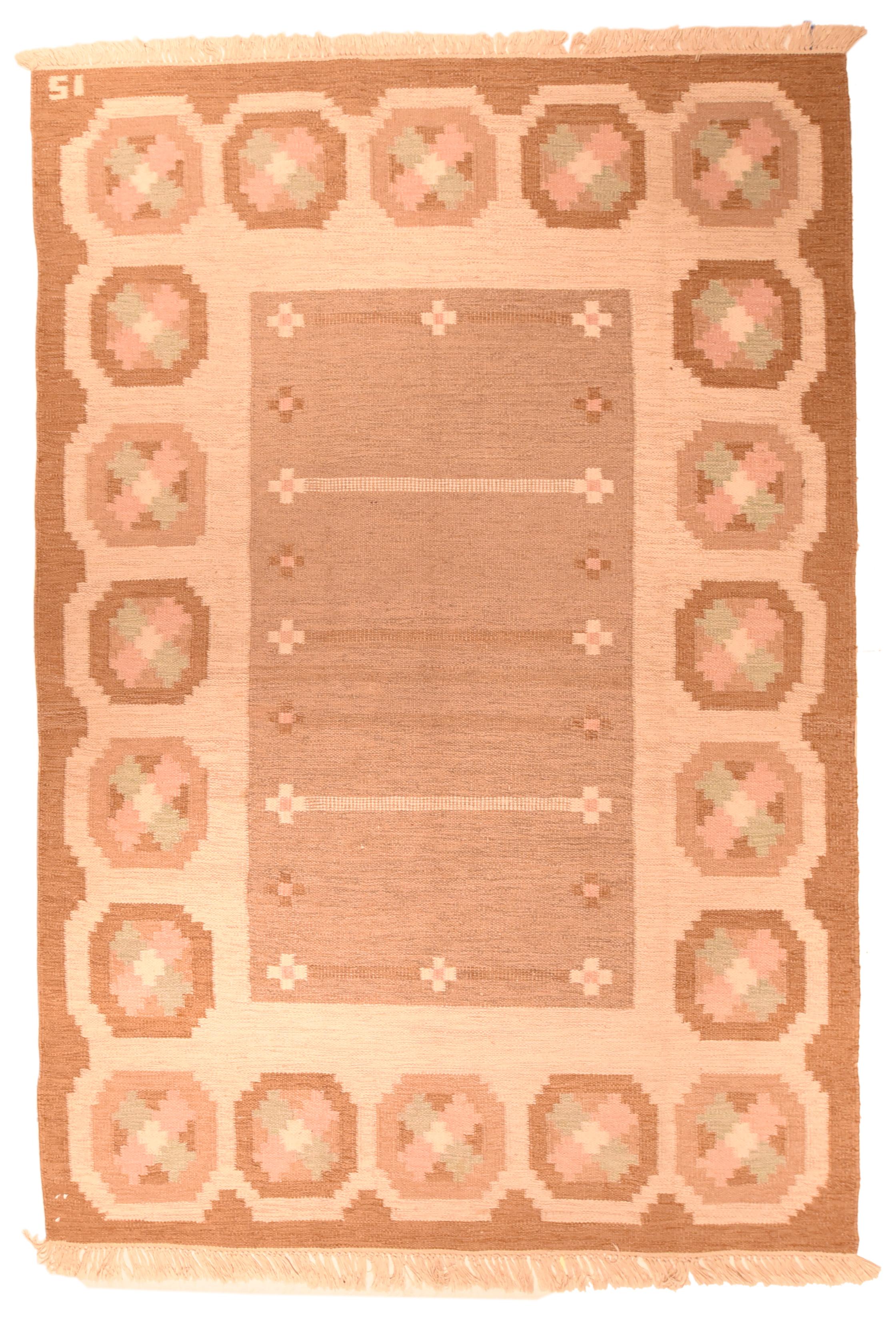 Schwedischer Kelim-Teppich im Vintage-Stil 5'7'' x 8'2'' (Mitte des 20. Jahrhunderts) im Angebot