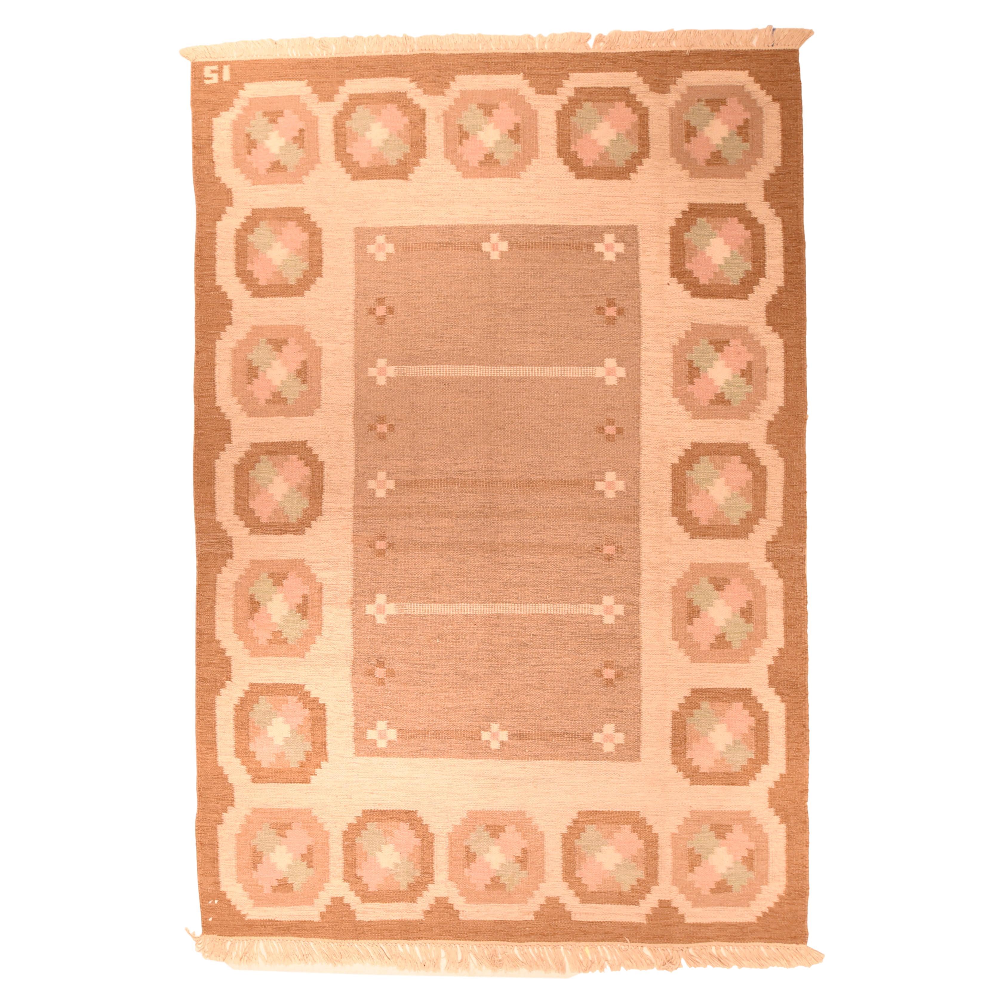 Schwedischer Kelim-Teppich im Vintage-Stil 5'7'' x 8'2'' im Angebot