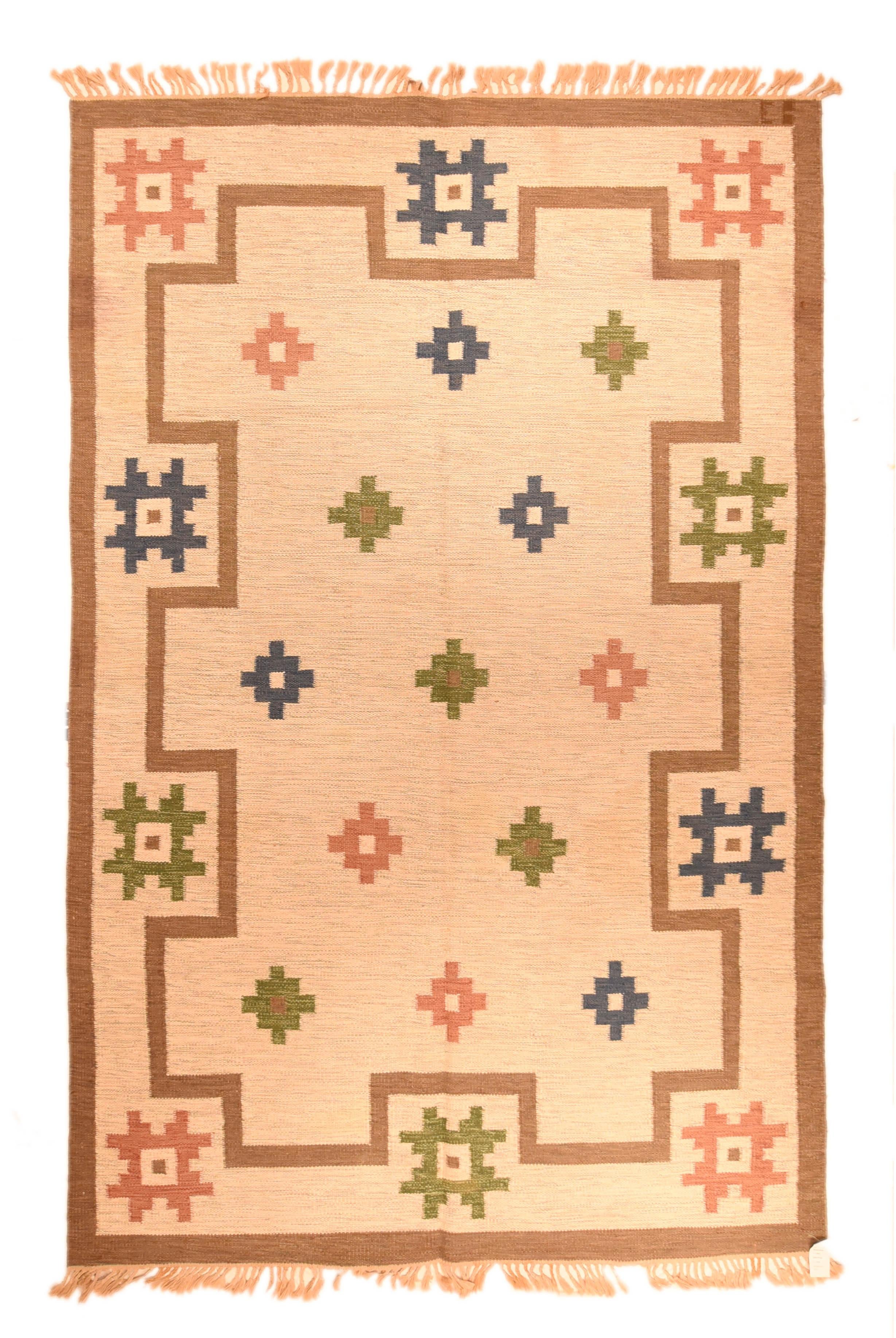 Schwedischer Kelim-Teppich im Vintage-Stil 6'6'' x 9'11'' (Mitte des 20. Jahrhunderts) im Angebot