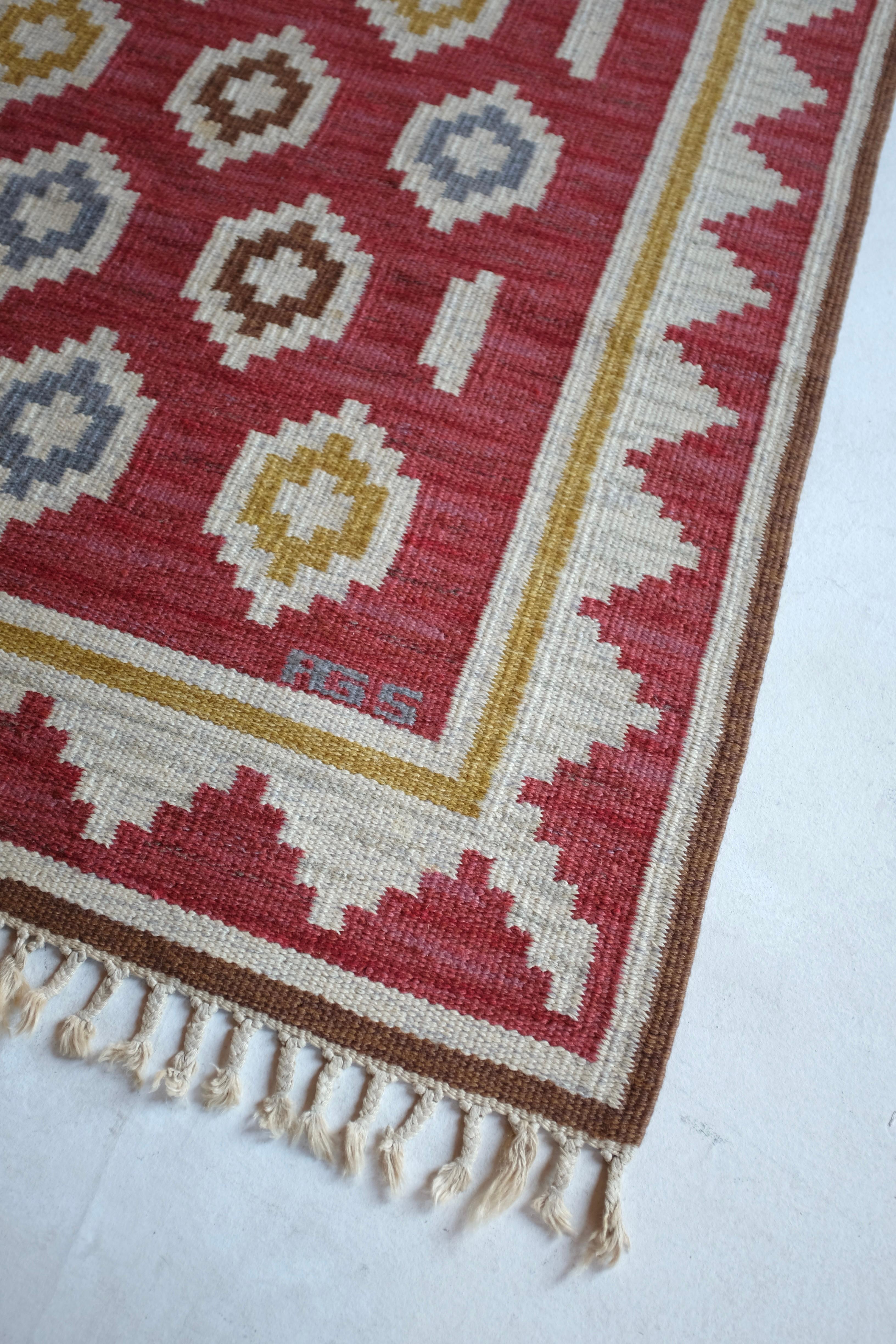 Scandinave moderne Tapis suédois vintage Rug & Kilim de la designer Anna-Greta Sjöqvist en vente