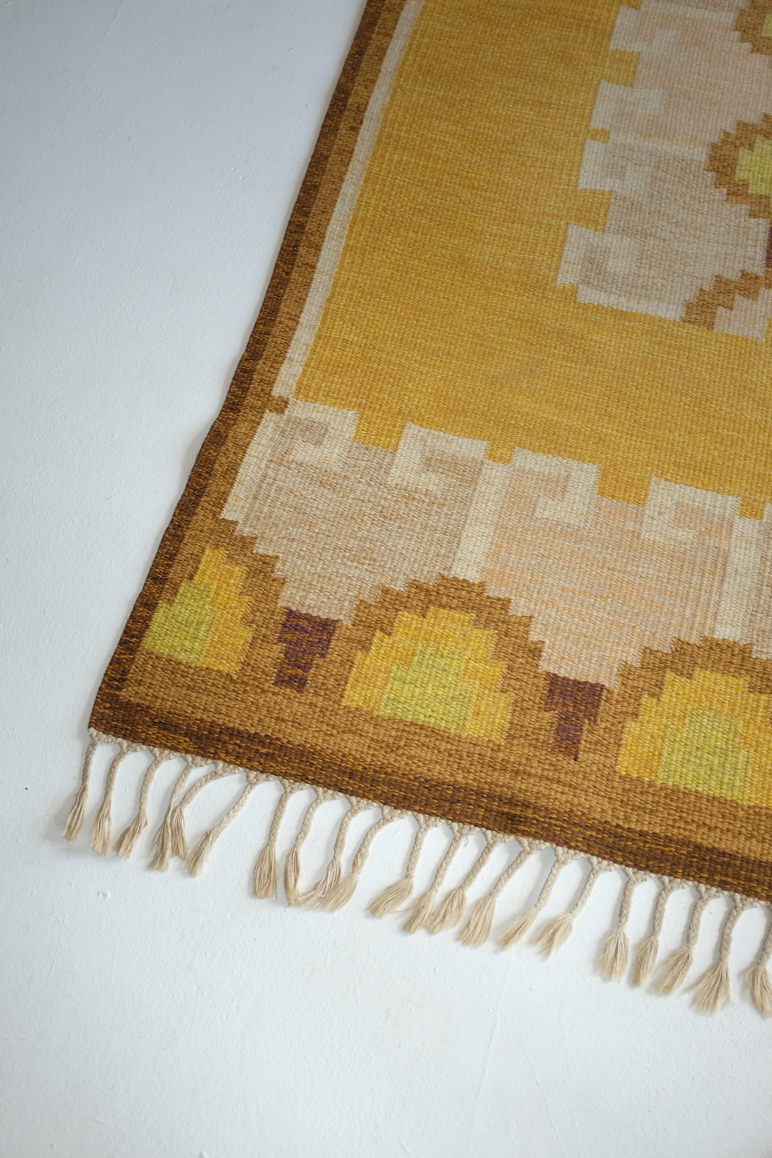 Hand-Woven Vintage Swedish Kilim Rug by Ingegerd Silow