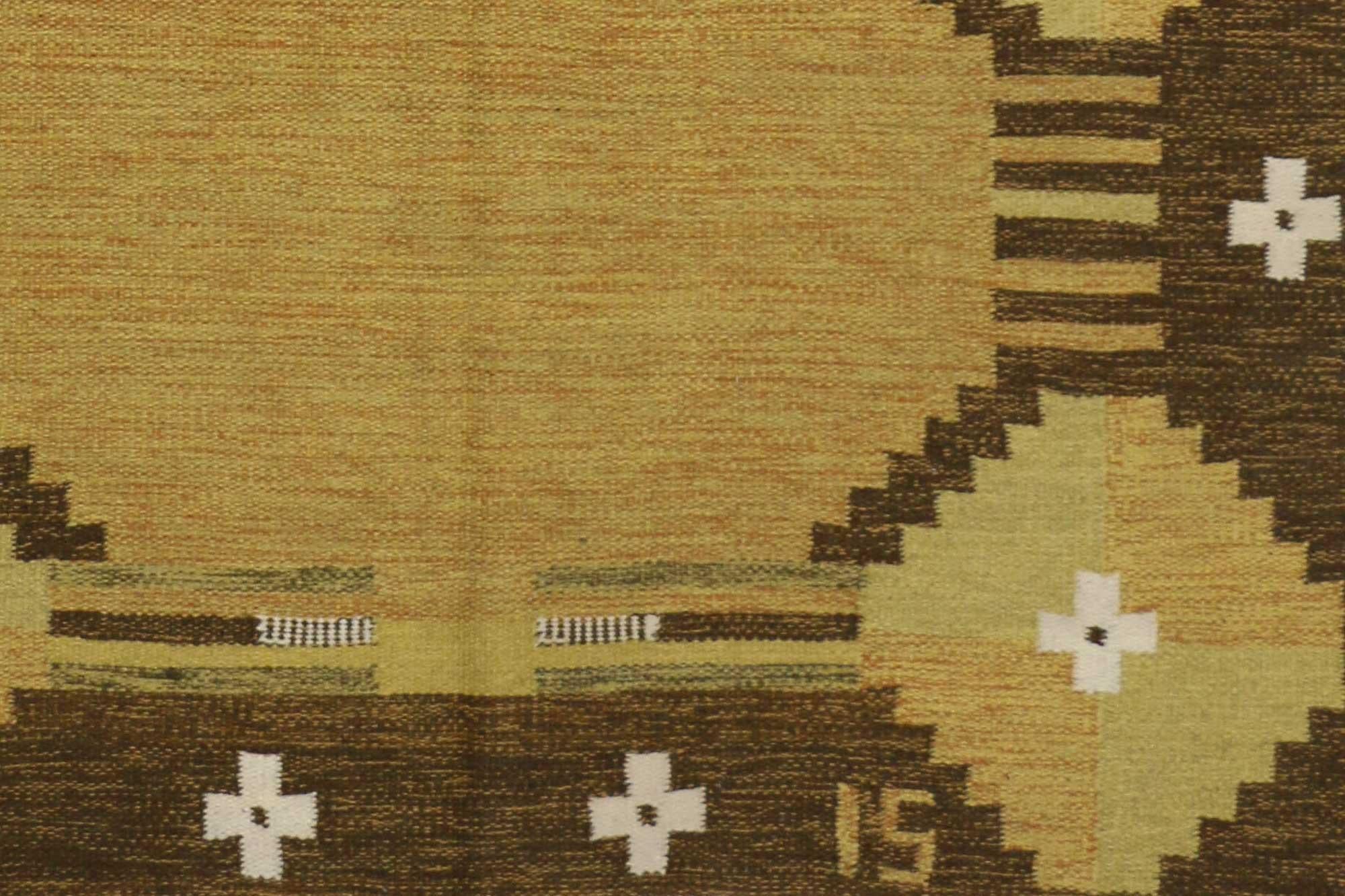 Schwedischer Kelim-Teppich von Ingegerd Silow mit skandinavischem, modernem Stil (Handgewebt) im Angebot