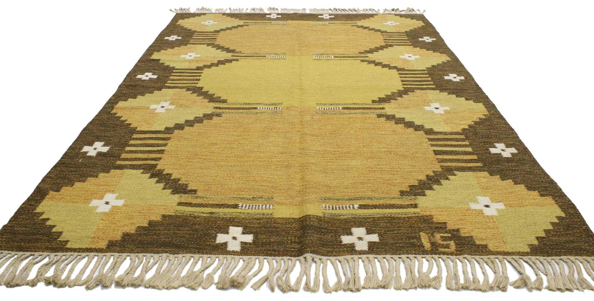 Schwedischer Kelim-Teppich von Ingegerd Silow mit skandinavischem, modernem Stil (Skandinavische Moderne) im Angebot