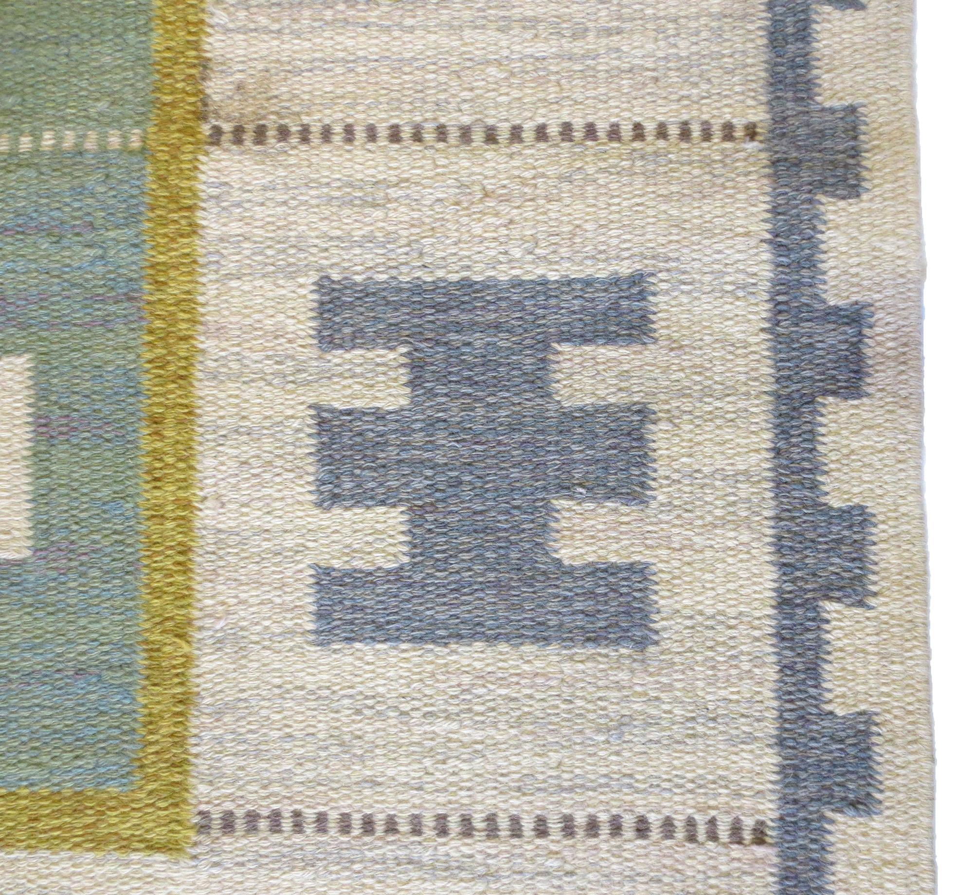 Scandinavian Modern Vintage Swedish Kilim Rug, circa Mid-20th Century