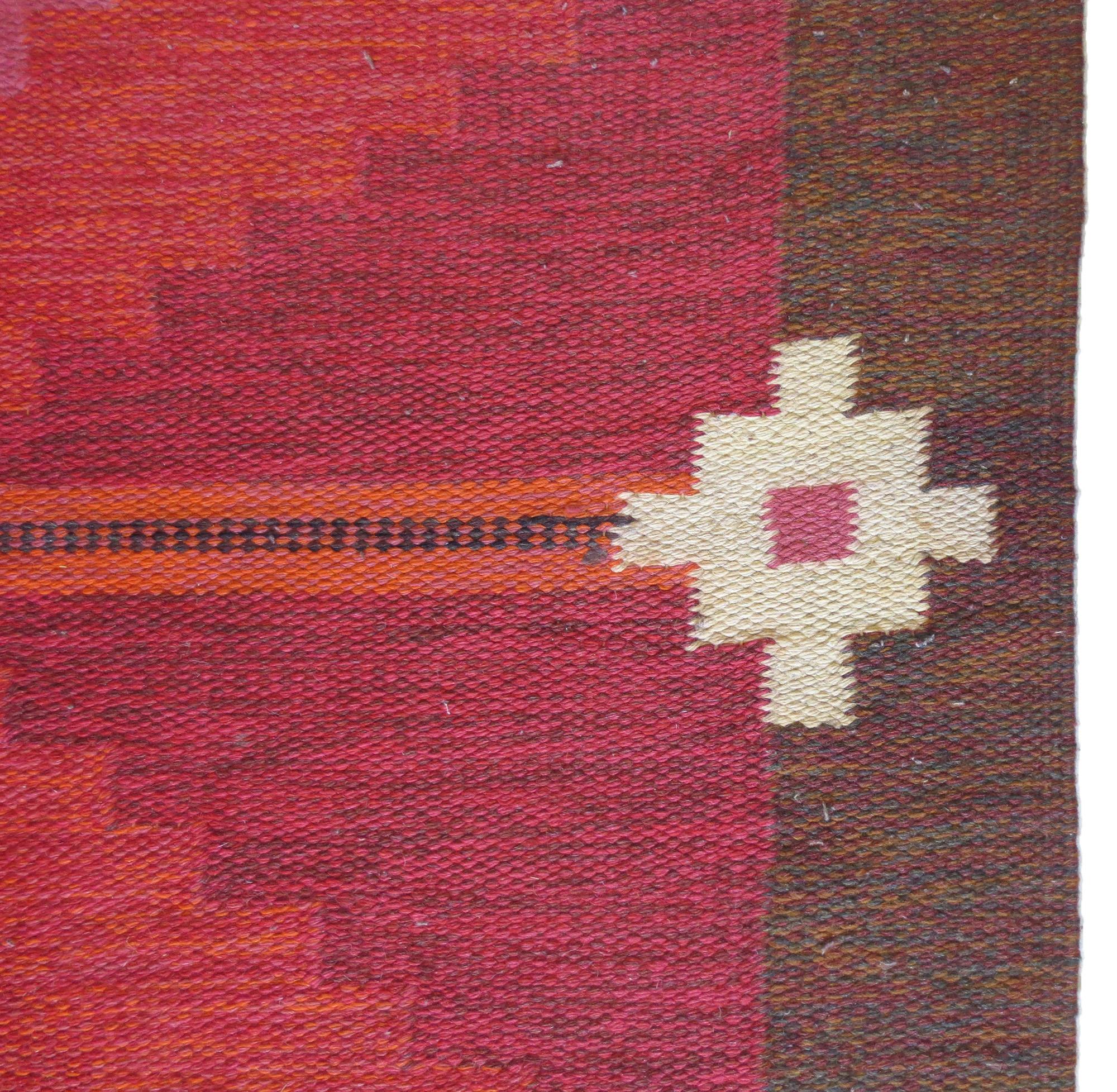 Scandinavian Modern Vintage Swedish Kilim Rug, circa Mid-20th Century For Sale