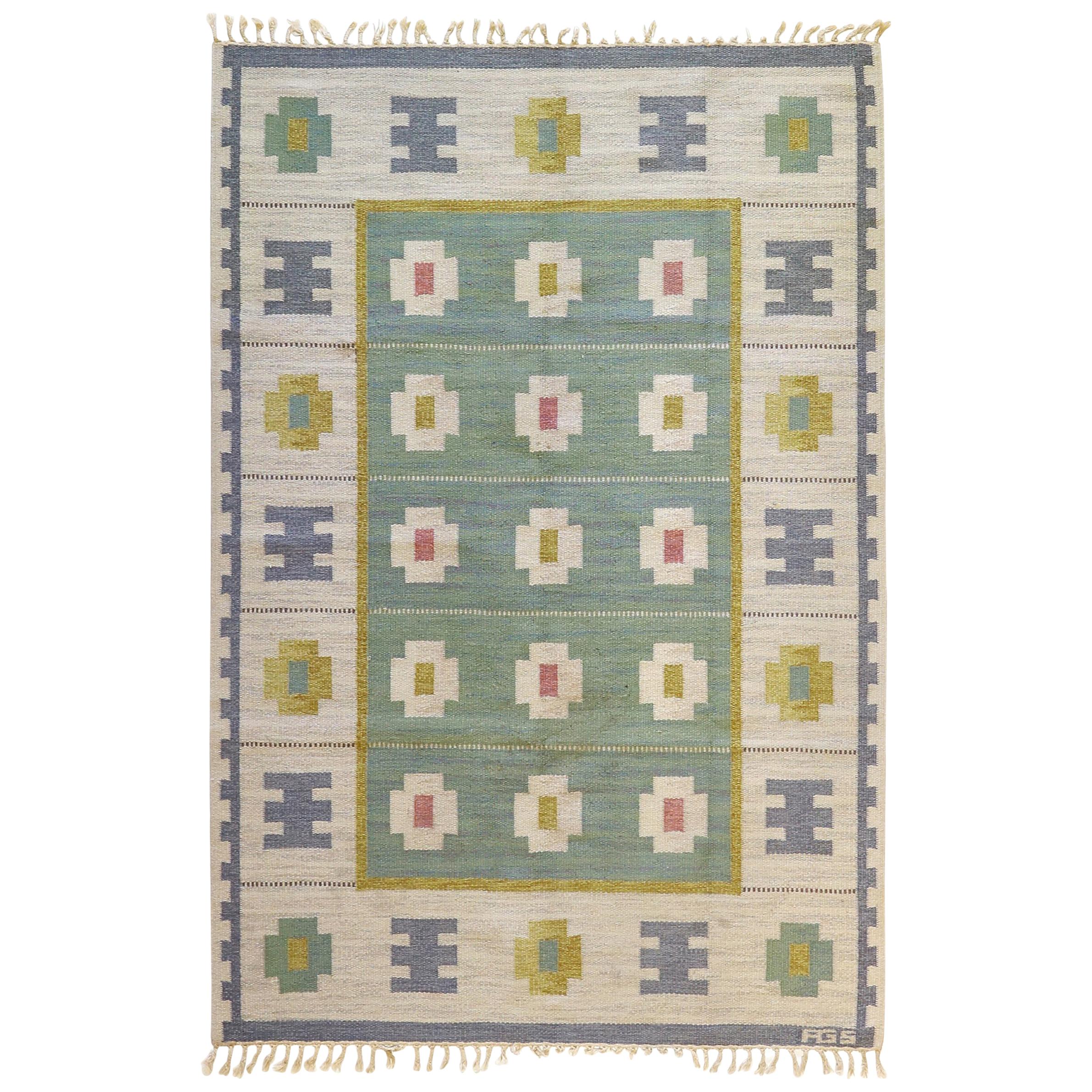 Vintage Swedish Kilim Rug, circa Mid-20th Century