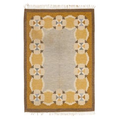 Tapis Kilim suédois vintage, vers le milieu du 20e siècle