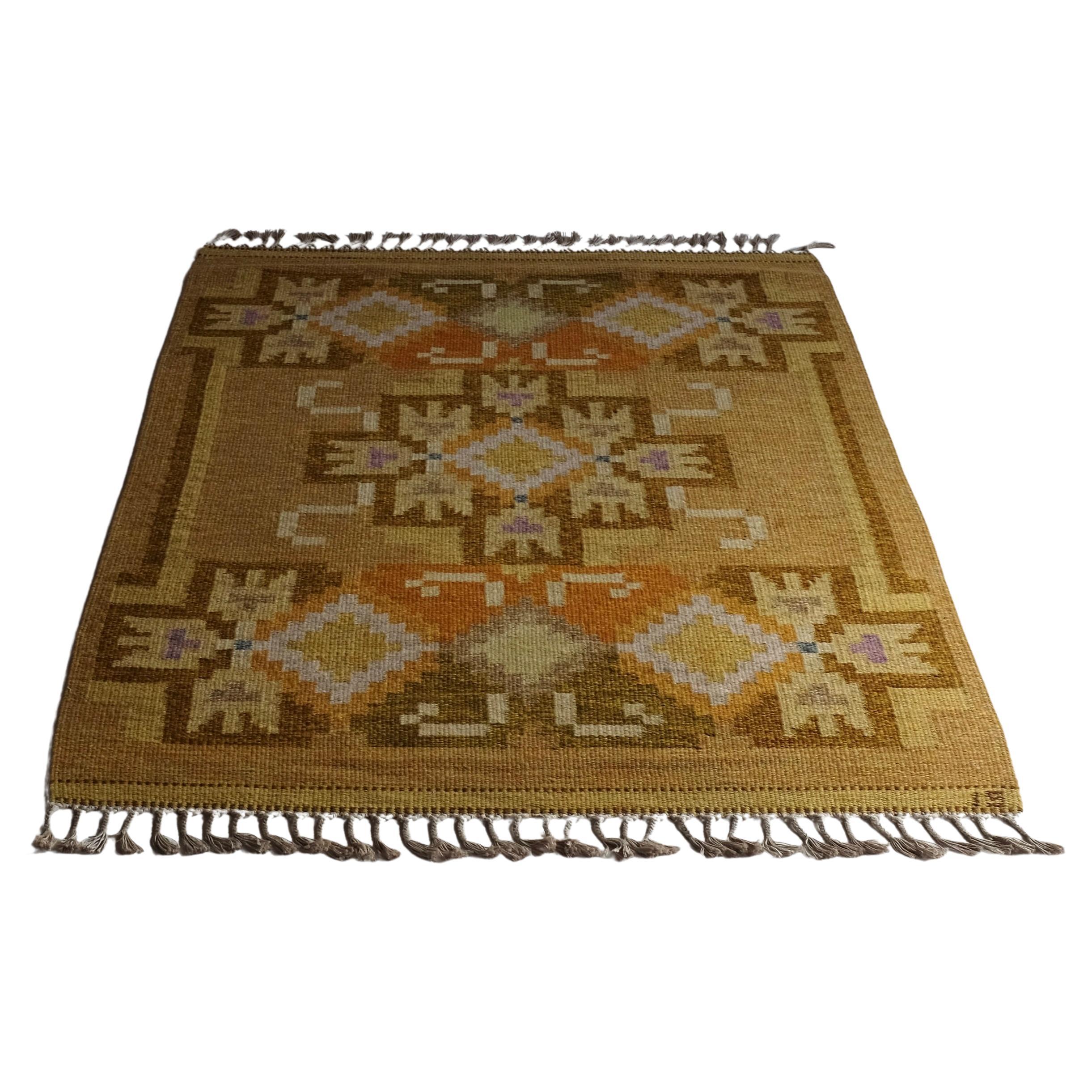Vintage Swedish Kilim rug "Hardanger" by Ingegerd Silow For Sale
