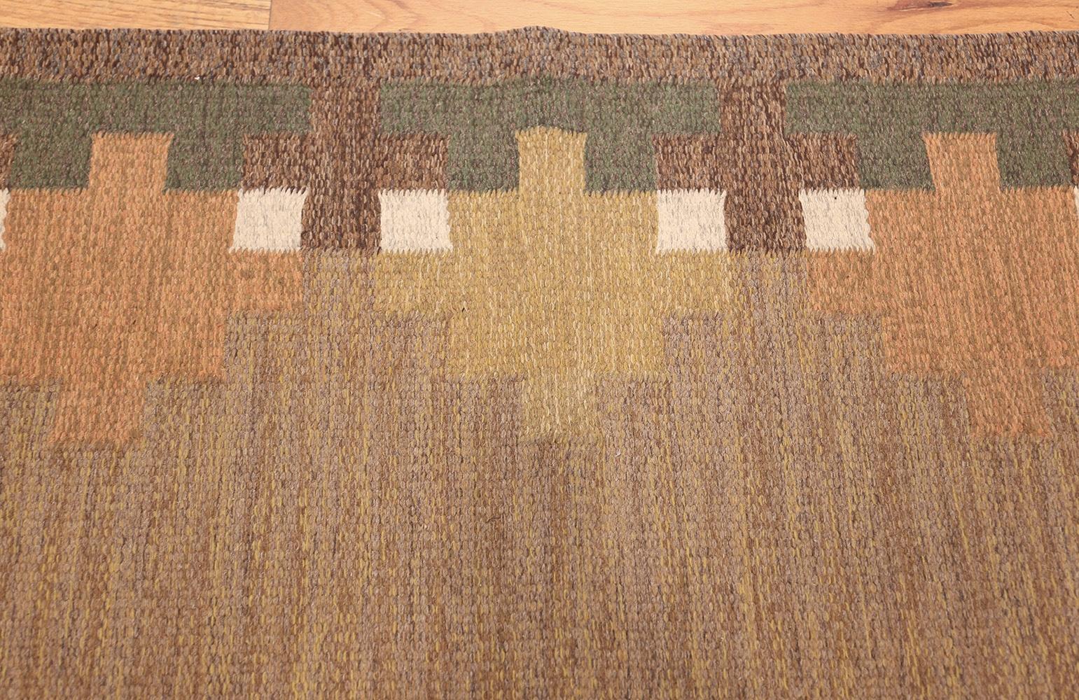 Vintage Swedish Rug Signed Ulla Parkdal, Country of Origin: Sweden, Circa date: Mid 20th Century. Size: 5 ft 4 in x 8 ft (1.63 m x 2.44 m)

