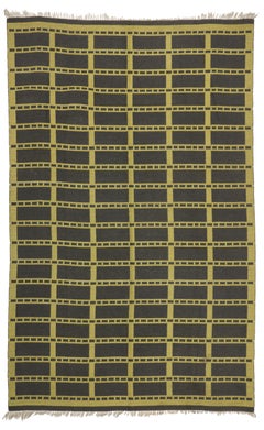 Vintage Swedish Kilim Rug with Geometric Print and Scandinavian Modern Style