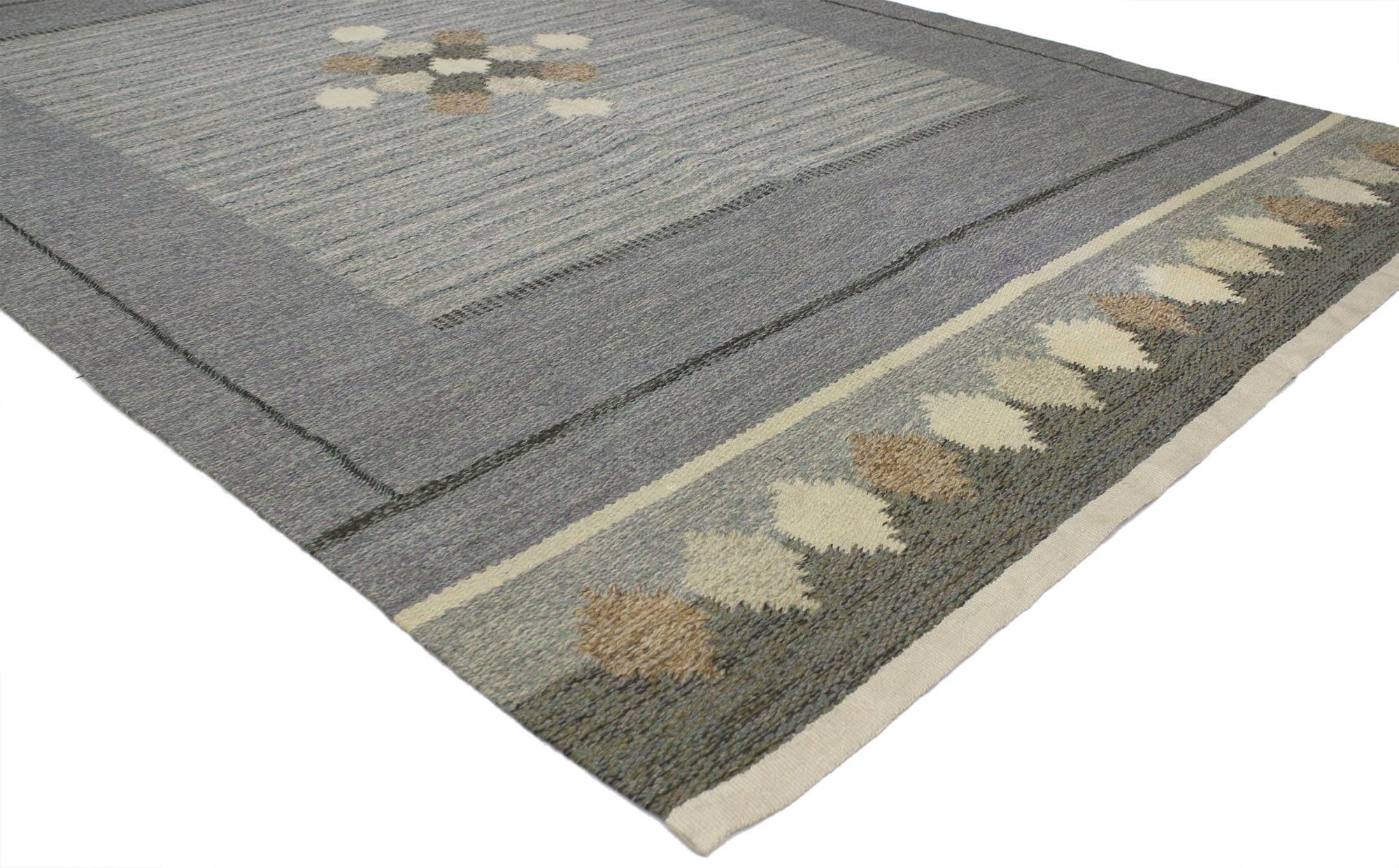 Hand-Woven Vintage Swedish Kilim Rug with Scandinavian Modern Style by Ingegerd Silow