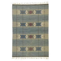 Vintage Swedish Kilim Rug with Scandinavian Modern Style, Flat-Weave Rollakan