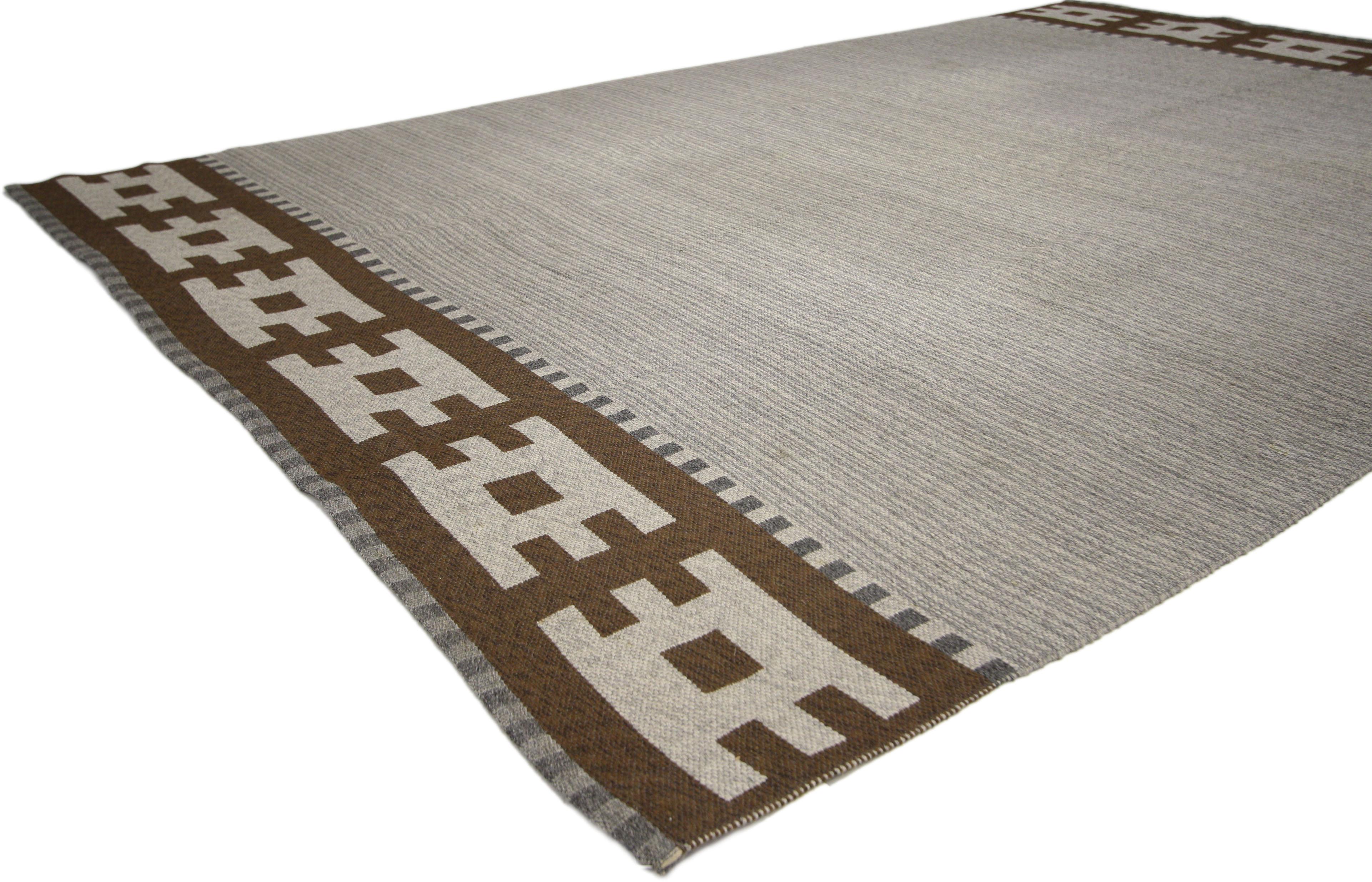 Vintage Swedish Kilim Rug with Scandinavian Modern Style For Sale 1