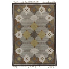 Vintage Swedish Kilim Rug with Scandinavian Modern Style
