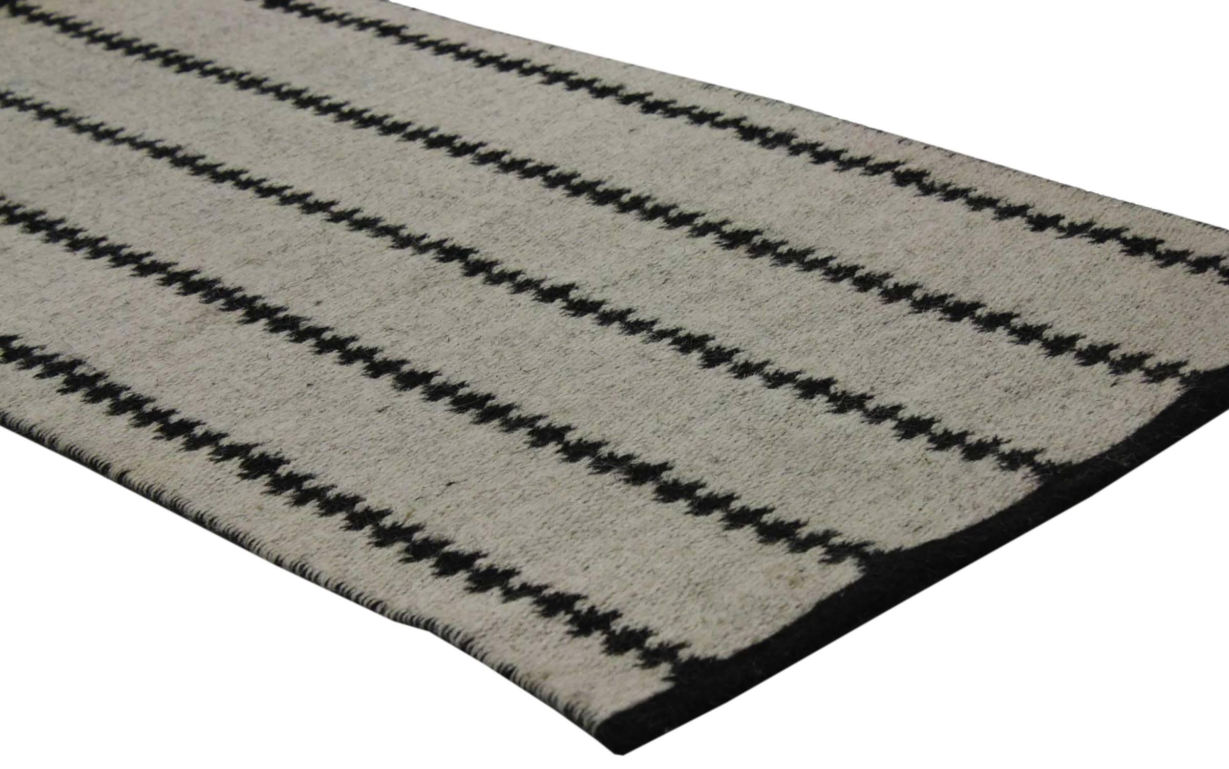 Wool Vintage Swedish Kilim Runner with Scandinavian Modern Style