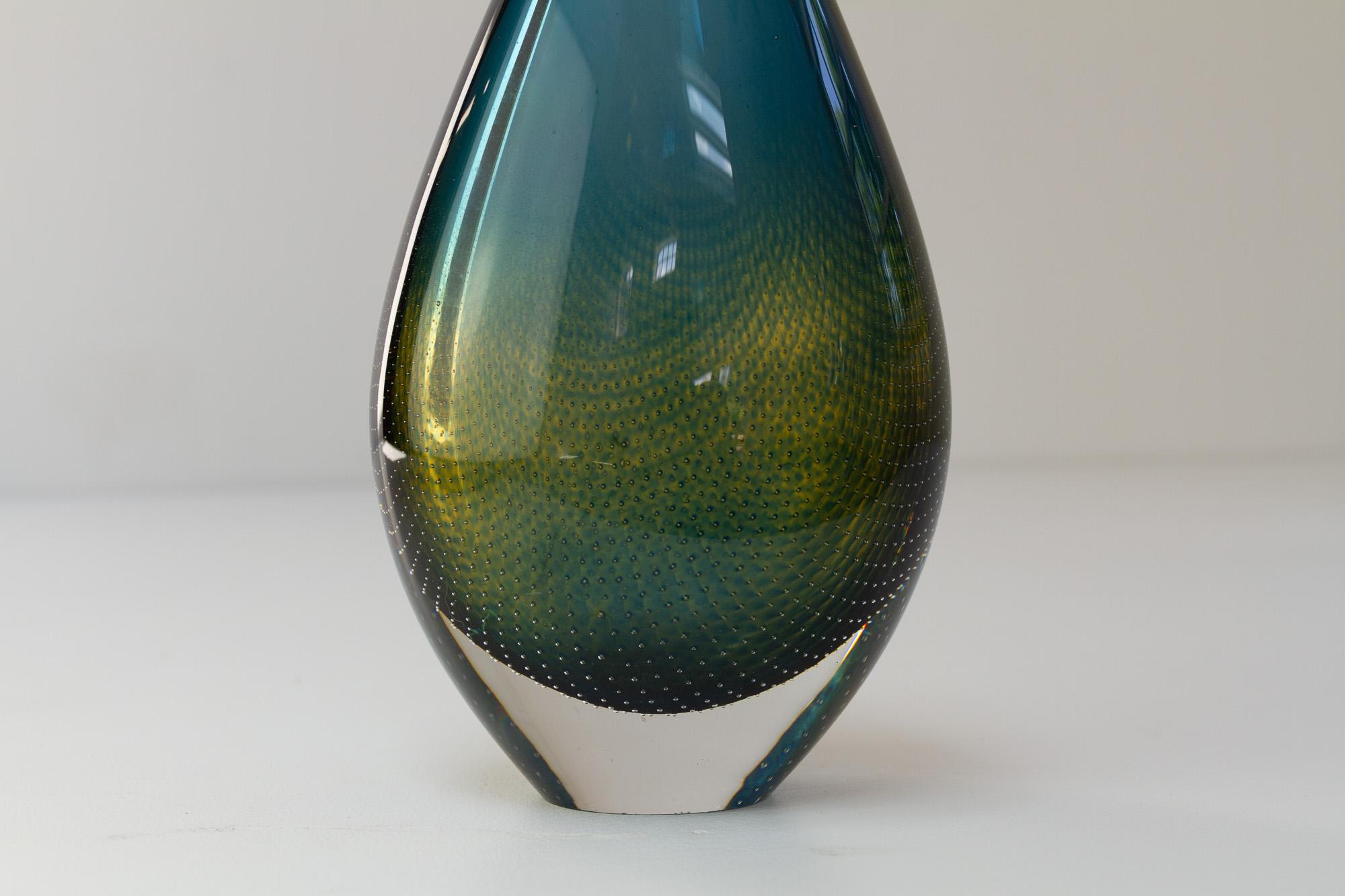Mid-20th Century Vintage Swedish Kraka Glass Vase by Sven Palmqvist for Orrefors, 1960s. For Sale
