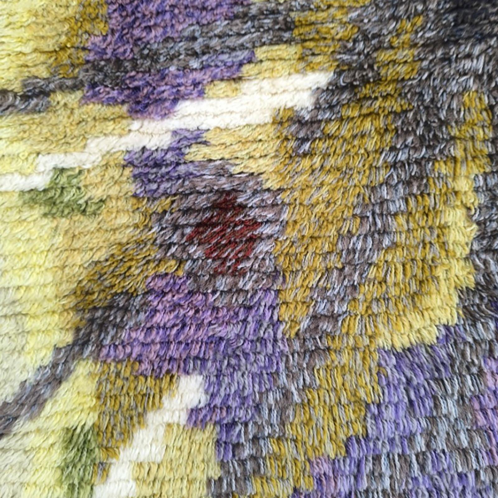 Tappeto vintage svedese Krokus Flower Ryamatta, Tibet di Ingrid Jagarz per Marks Rya in vendita 2