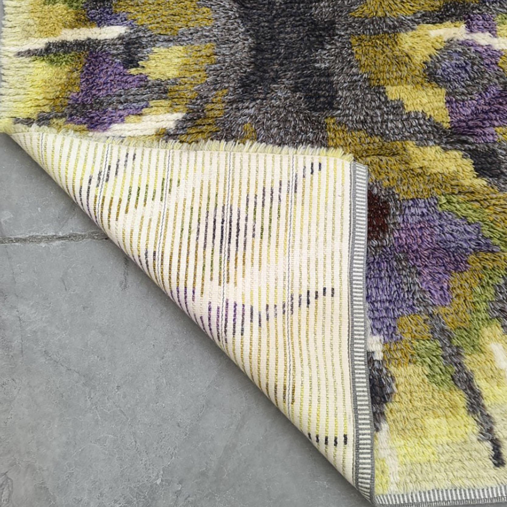 Tappeto vintage svedese Krokus Flower Ryamatta, Tibet di Ingrid Jagarz per Marks Rya in vendita 5