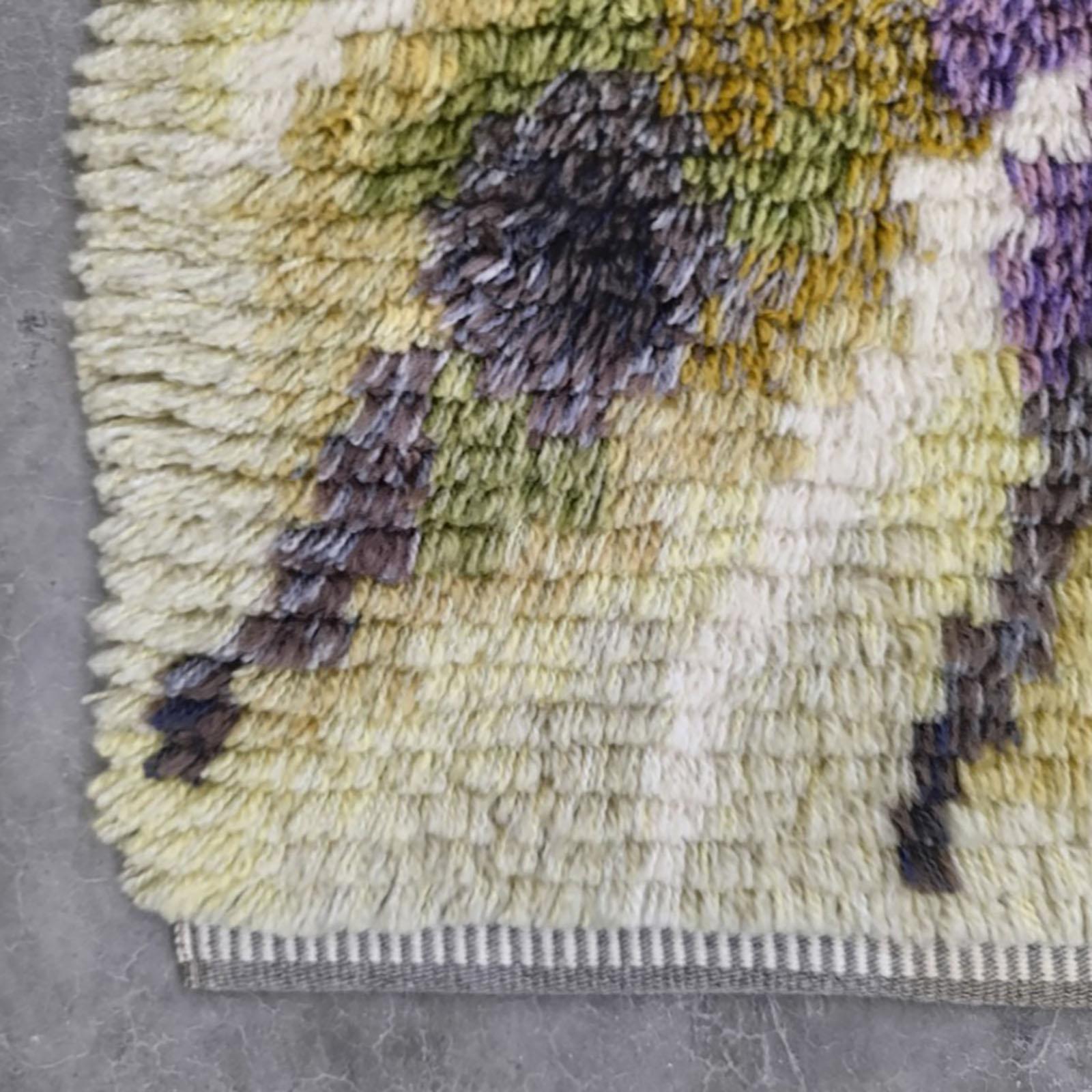 Svedese Tappeto vintage svedese Krokus Flower Ryamatta, Tibet di Ingrid Jagarz per Marks Rya in vendita