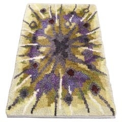 Vintage Swedish Krokus Flower Ryamatta Rug, Tibet by Ingrid Jagarz for Marks Rya