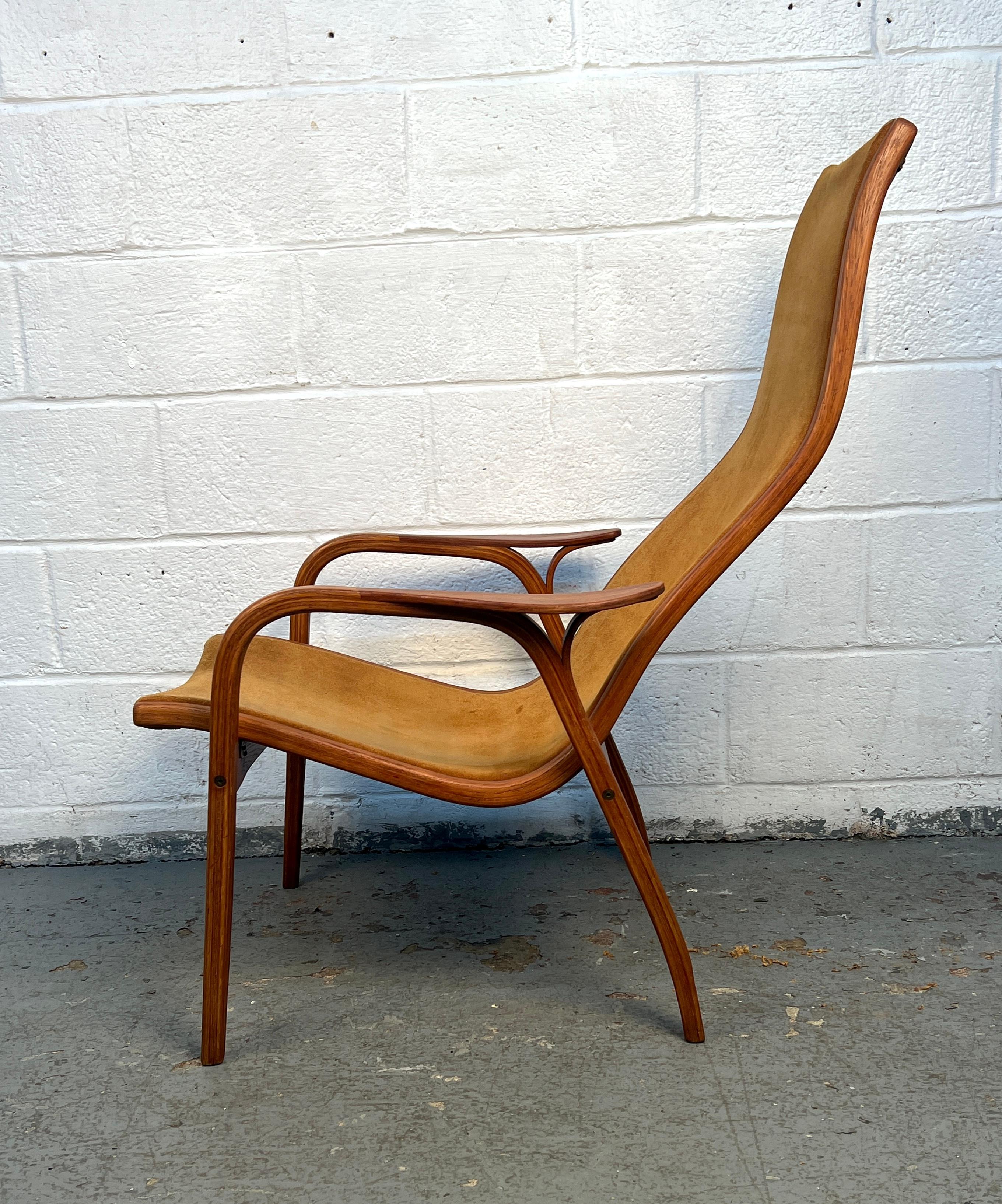 Leather Vintage Swedish Lamino Chair & Ottoman in Sheepskin by Yngve Ekstrom for Swedese For Sale