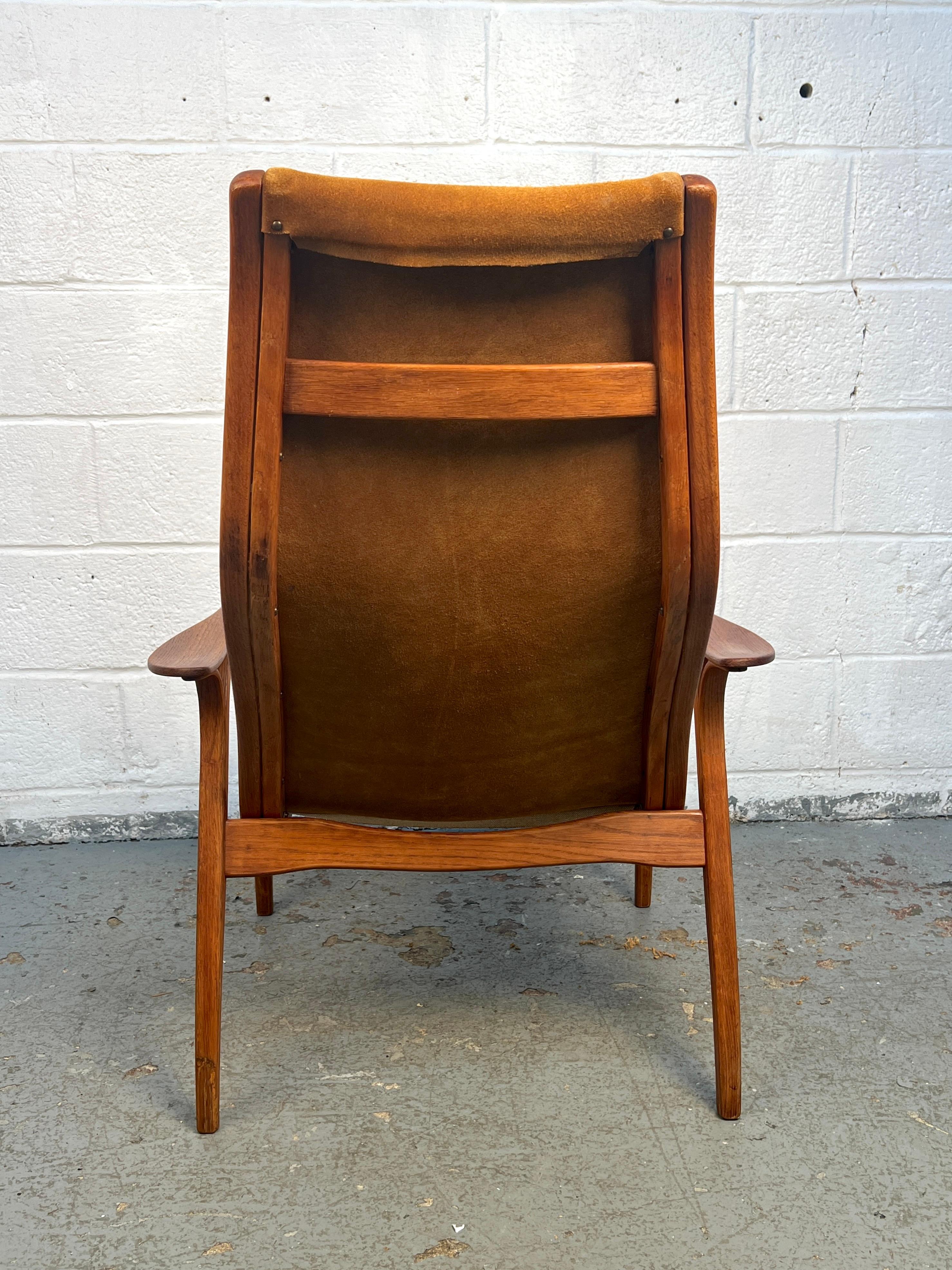 Vintage Swedish Lamino Chair & Ottoman in Sheepskin by Yngve Ekstrom for Swedese For Sale 1