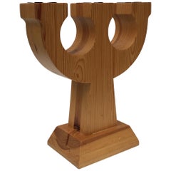 Vintage Swedish Large Pine Candle Holder