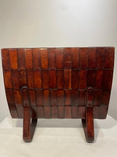 Vintage Schwedisch Leder Patchwork Magazin Stand
