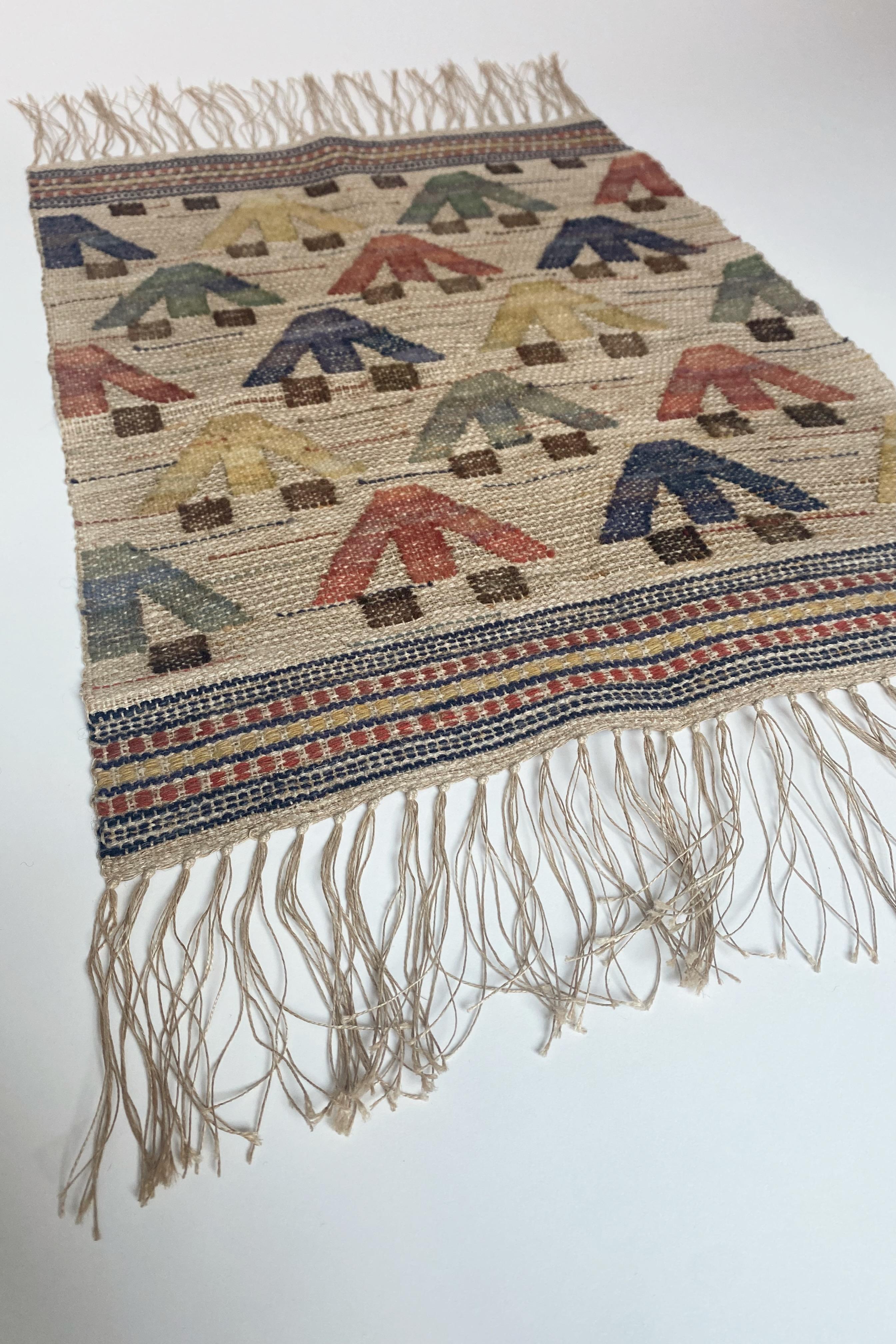 Scandinavian Modern Vintage Swedish Linen and Wool Tapestry in the Style of Märta Måås Fjetterström For Sale