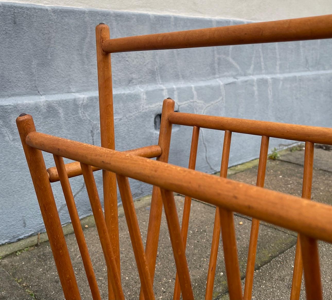 Mid-20th Century Vintage Swedish Magazine Rack in Beech, 1960s For Sale
