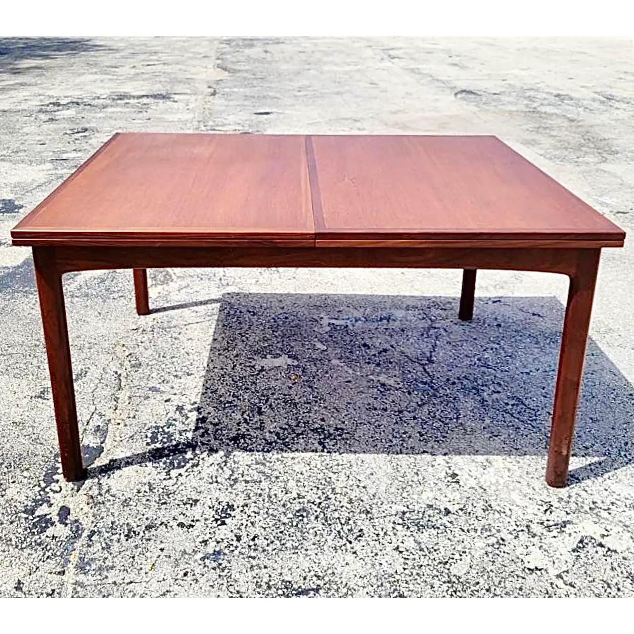 Vintage Swedish MCM Teak Expanding Dining Table In Good Condition In west palm beach, FL